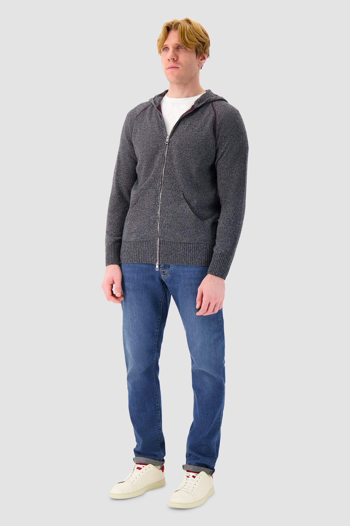 Luigi Borrelli Charcoal Knit Hoodie
