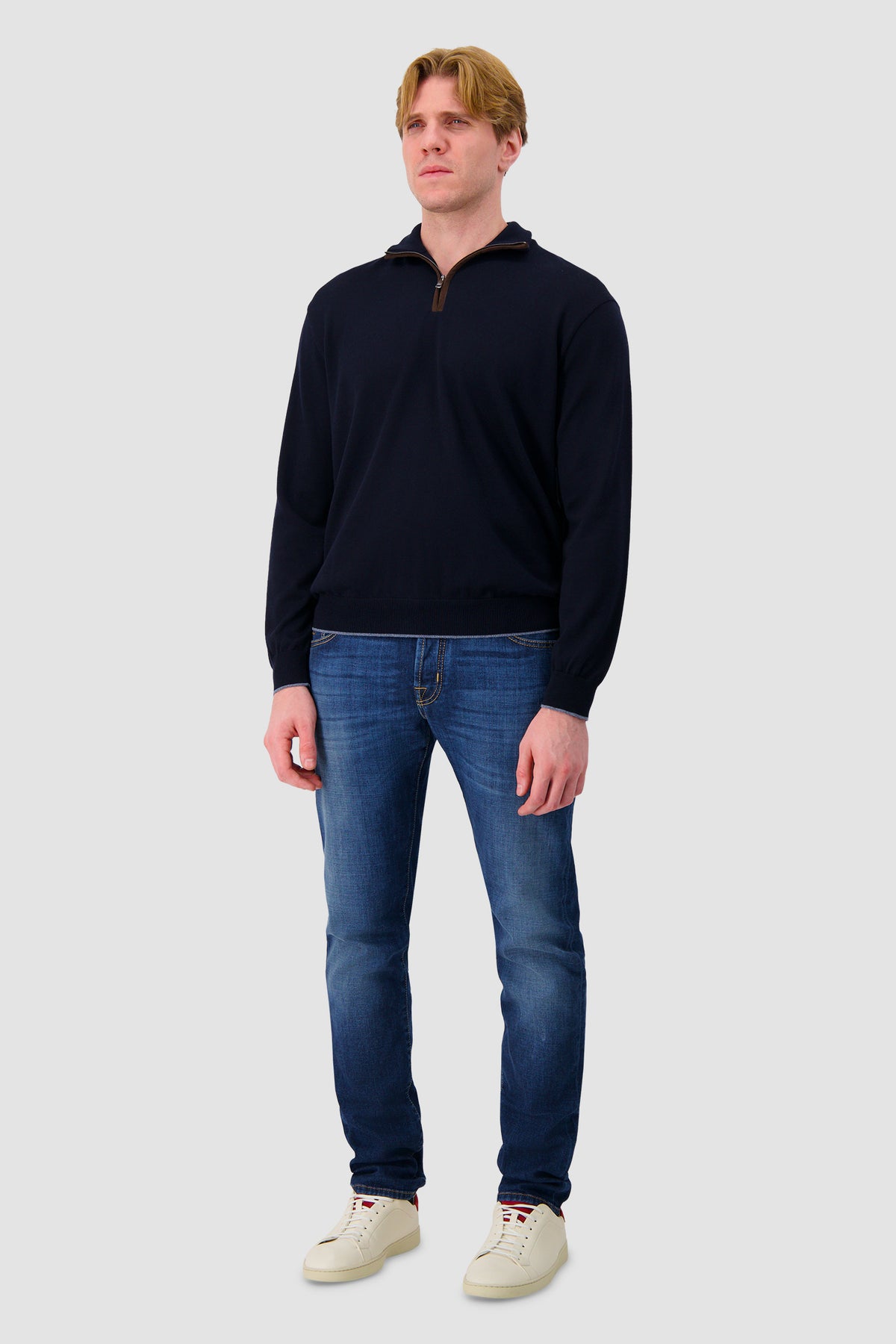 Paul & Shark Navy Quarter-Zip Knit Sweater