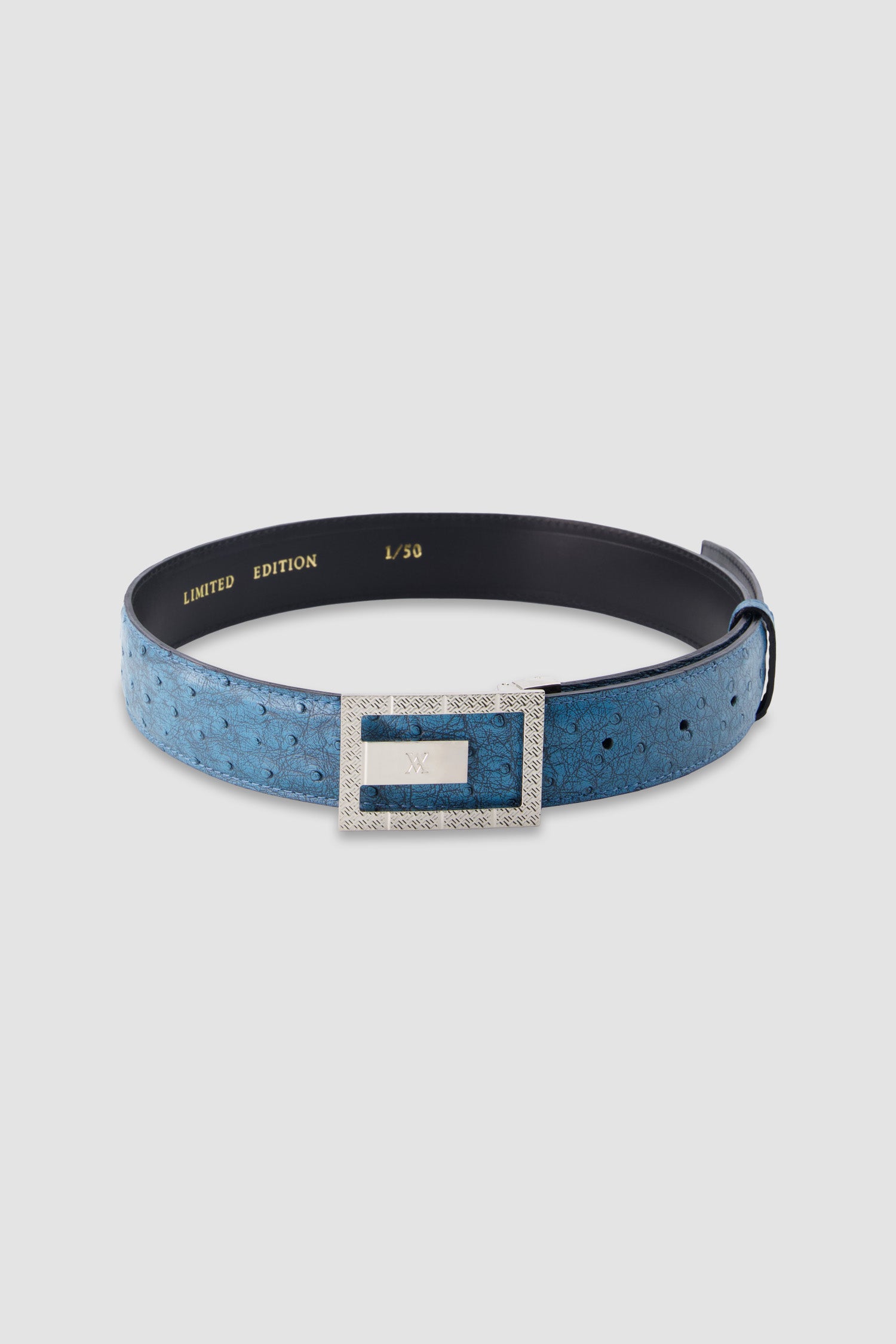 Artioli Blue Yalta Petrolio Ostrich Belt