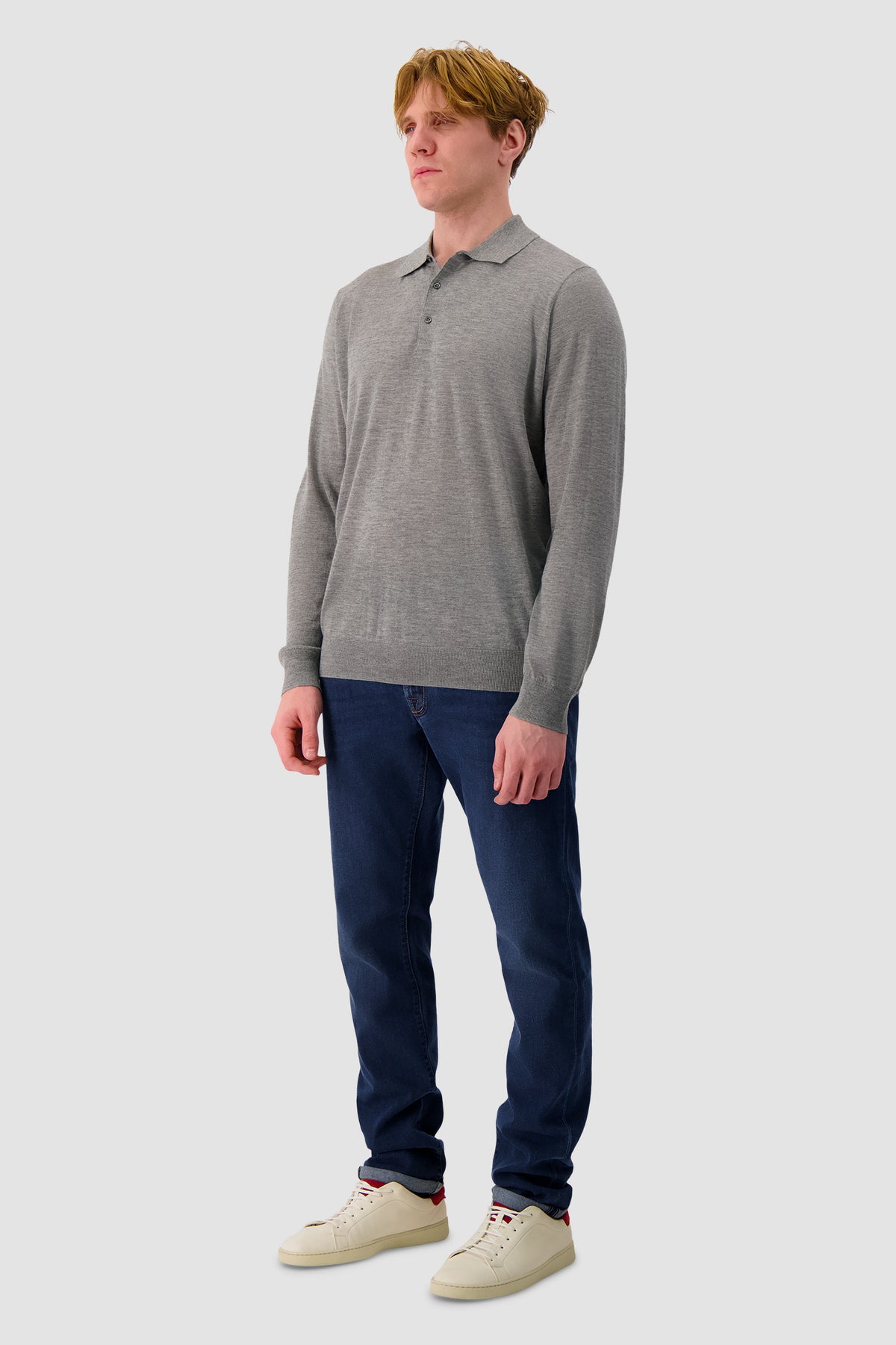 Polo zippé en cachemire vert armée Pashmere avec détail en maille ajourée