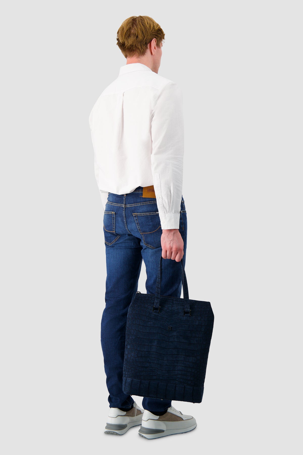 Hettabretz Navy Shaved Croc Tote Bag