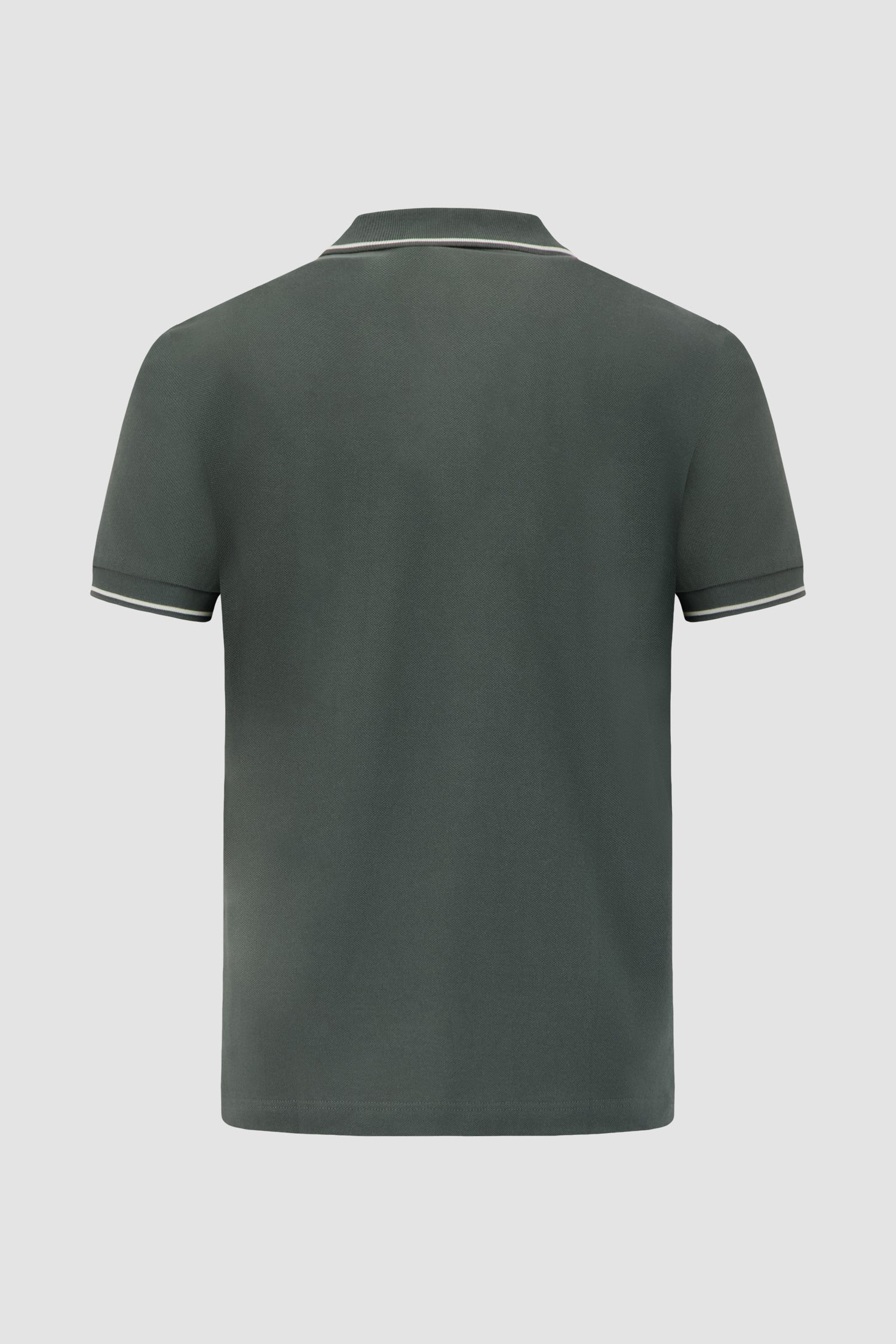 Polo zippé en cachemire vert armée Pashmere avec détail en maille ajourée