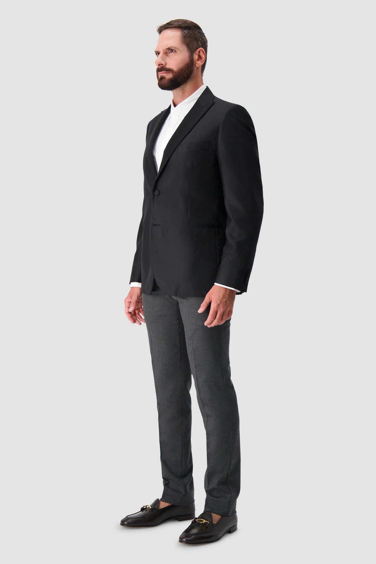 Corneliani Black Marble Print Satin Lapel Tuxedo Jacket