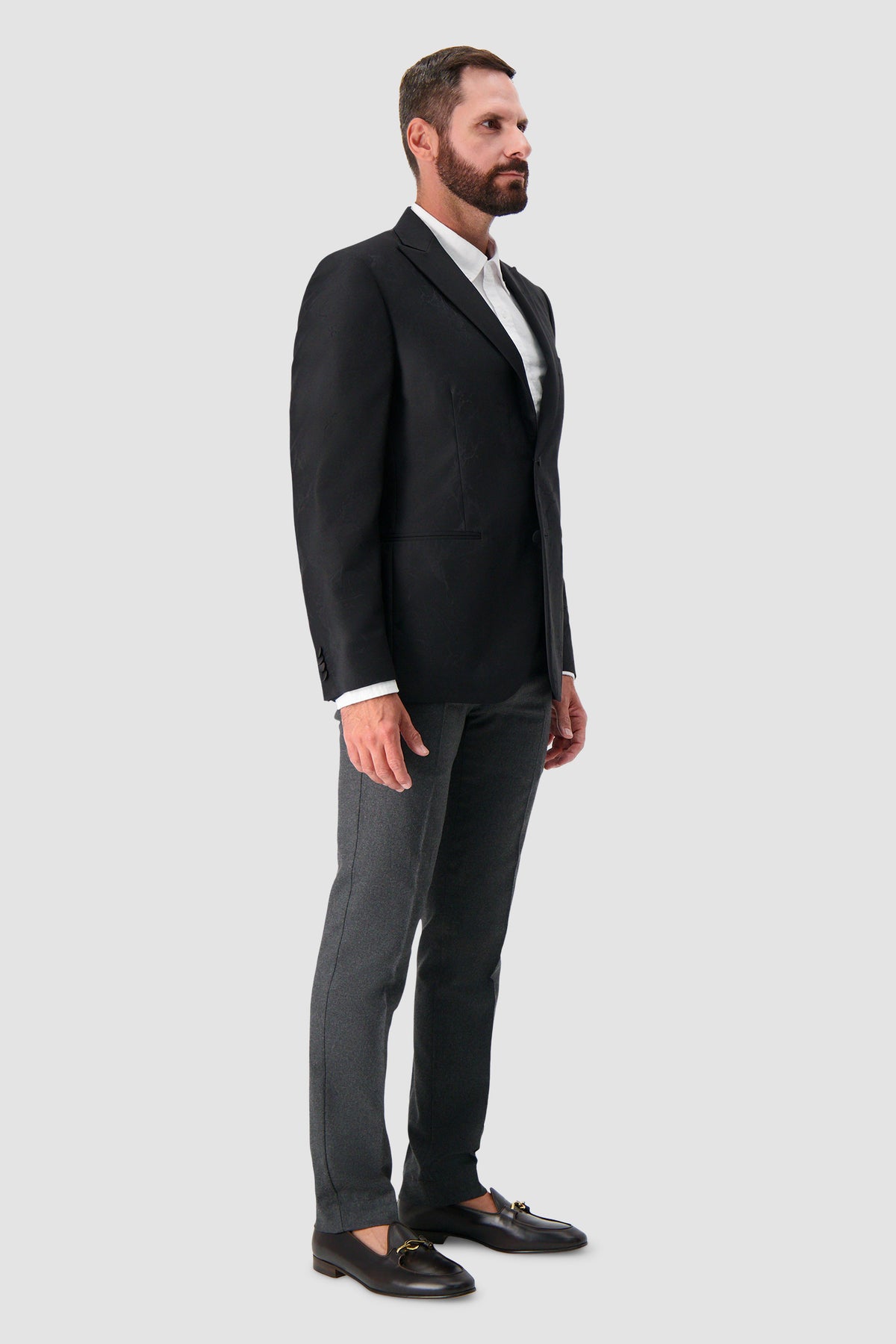 Corneliani Black Marble Print Satin Lapel Tuxedo Jacket