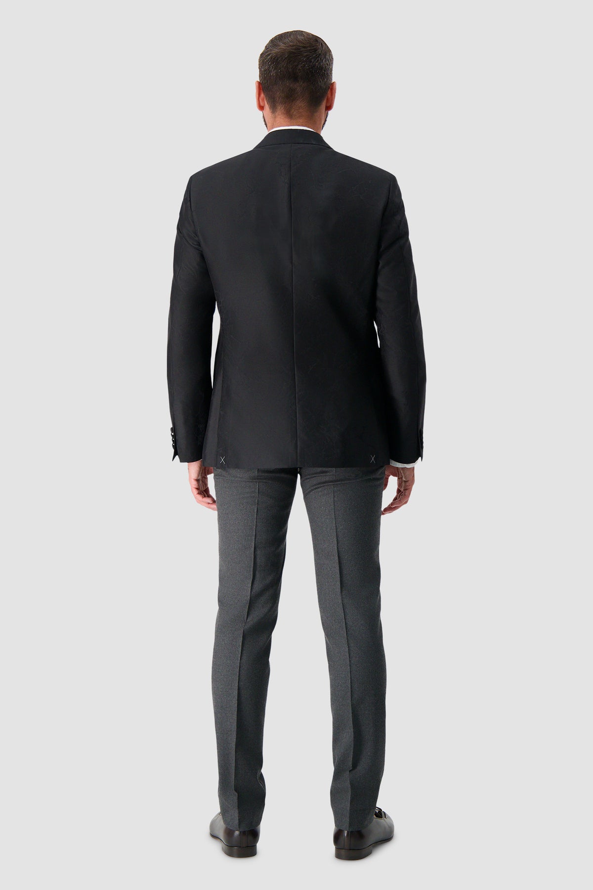 Corneliani Black Marble Print Satin Lapel Tuxedo Jacket