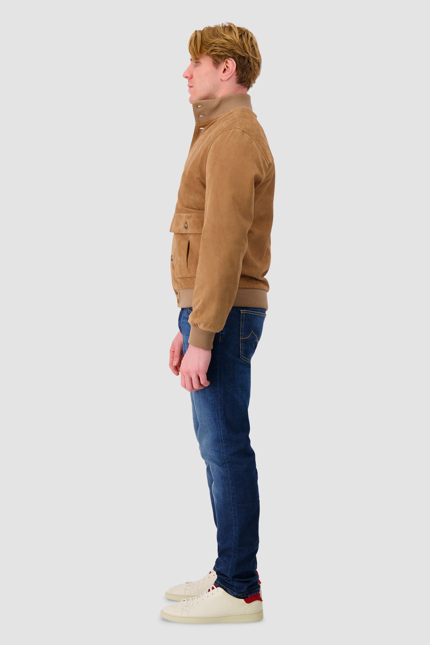 Valstar Camel Suede Utility Bomber Jacket