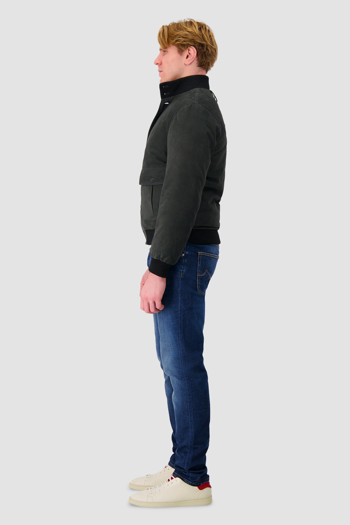 Valstar Grey Suede Padded Utility Bomber Jacket