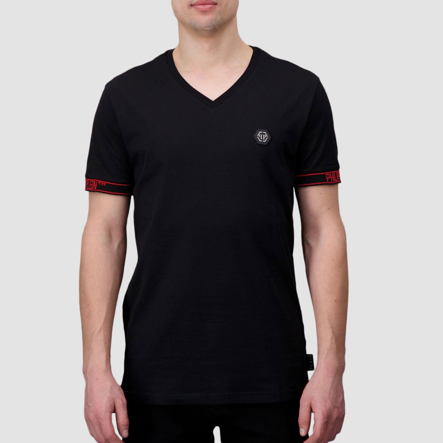 Philipp Plein Black/Red V-Neck SS - 3 T-Shirt