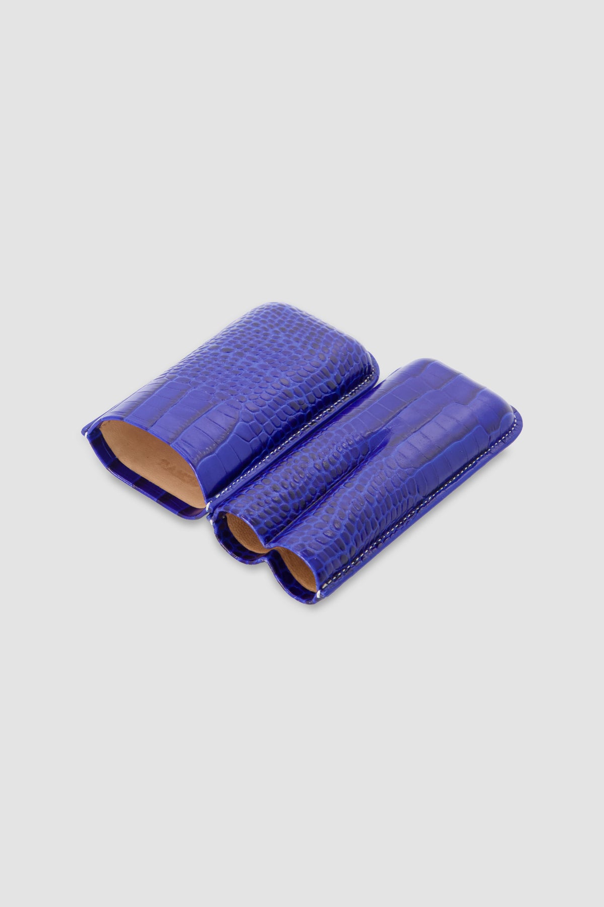 Jemar Blue Double Embossed Leather Cigar Case