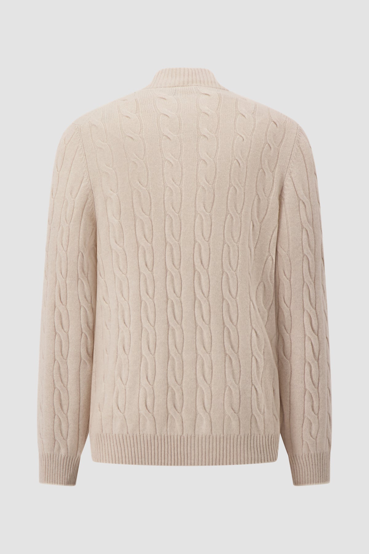 Mandelli Ivory Cashmere Cable Knit Zip Sweater
