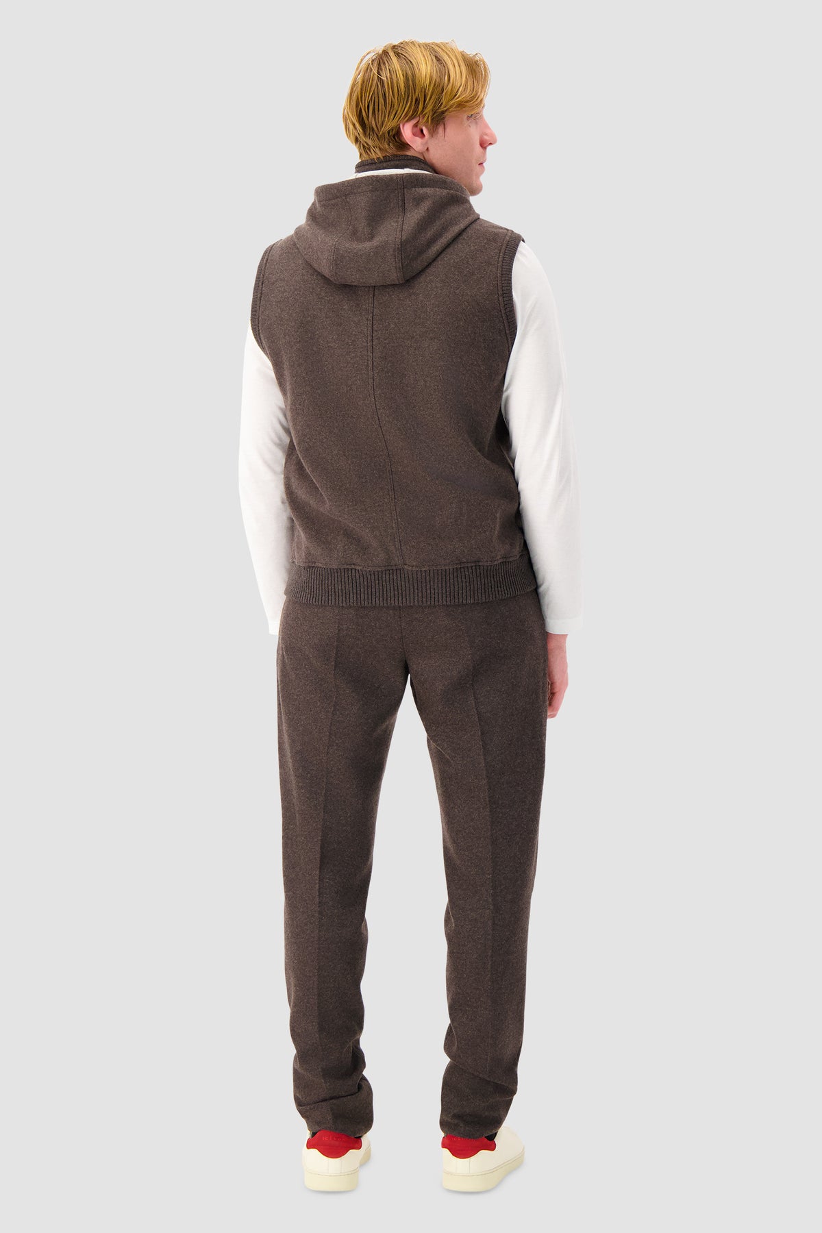 Mandelli Brown Cashmere Hooded Vest