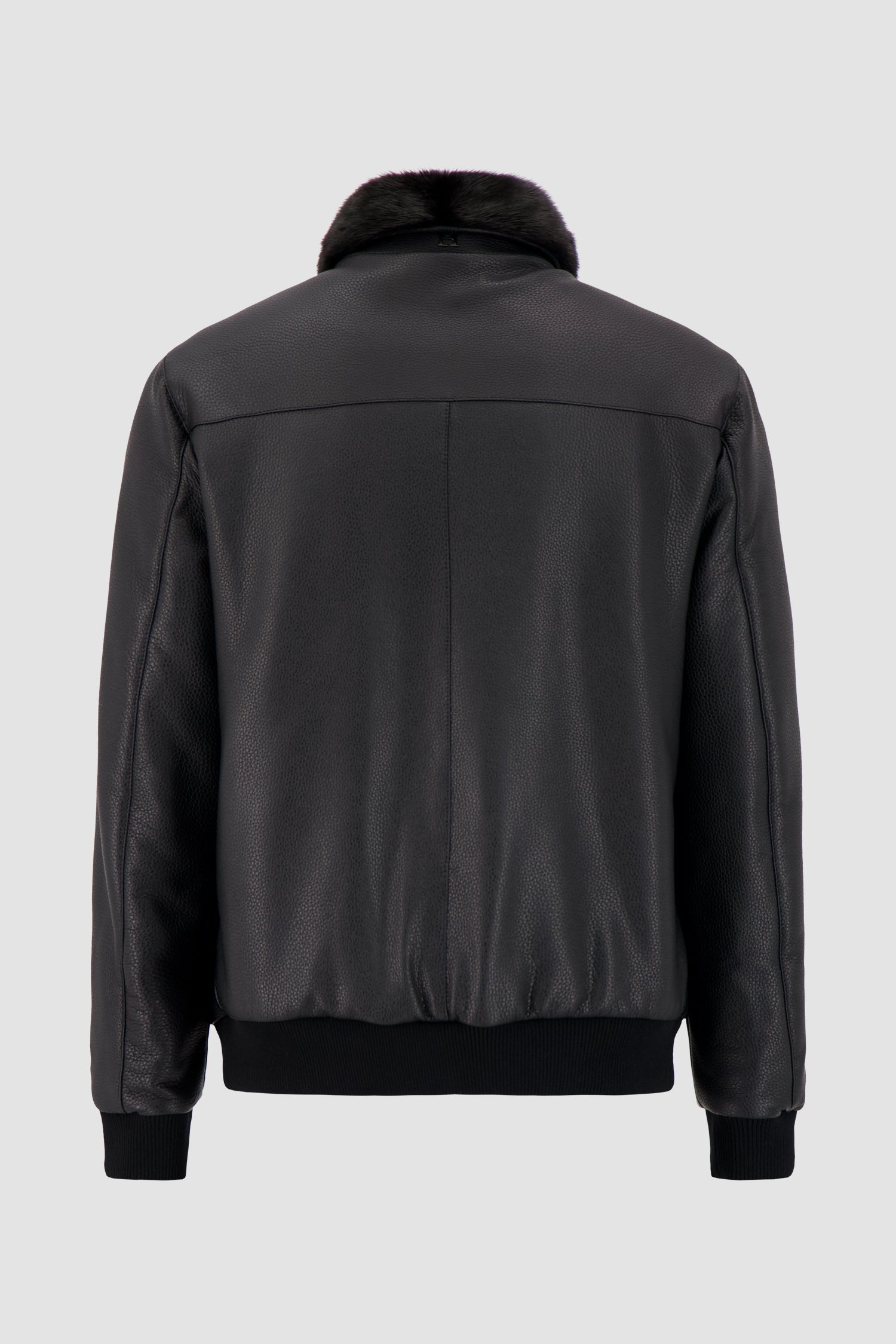 Hettabretz Black Deer Leather And Mink Bomber Jacket