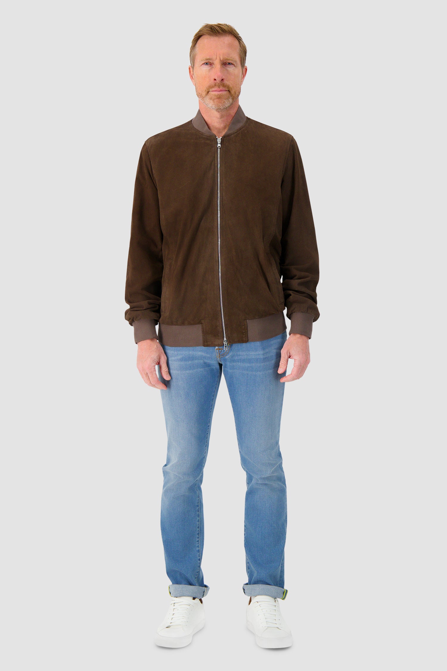 Barba Napoli Brown Leather Bomber Jacket
