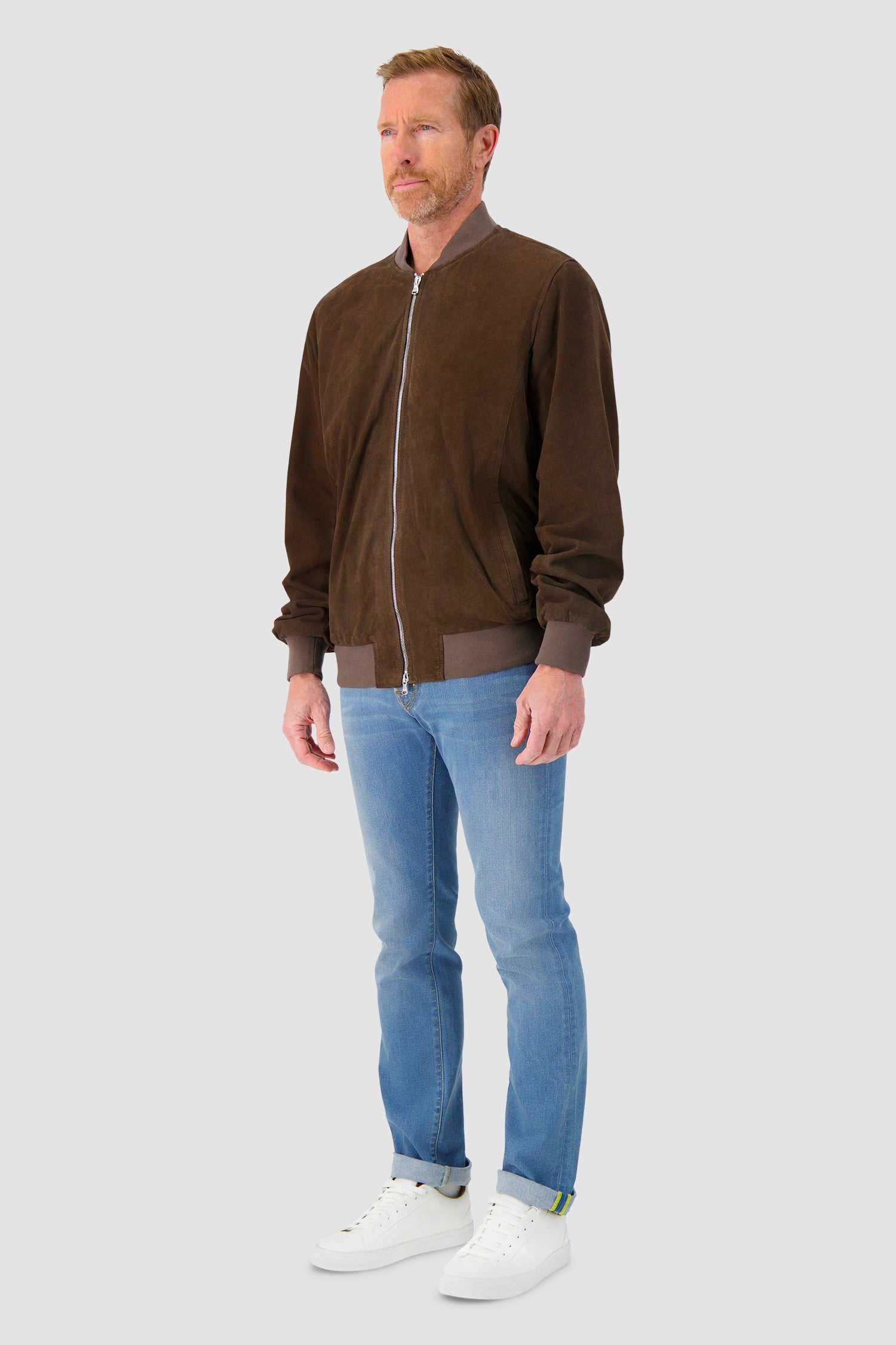 Barba Napoli Brown Leather Bomber Jacket