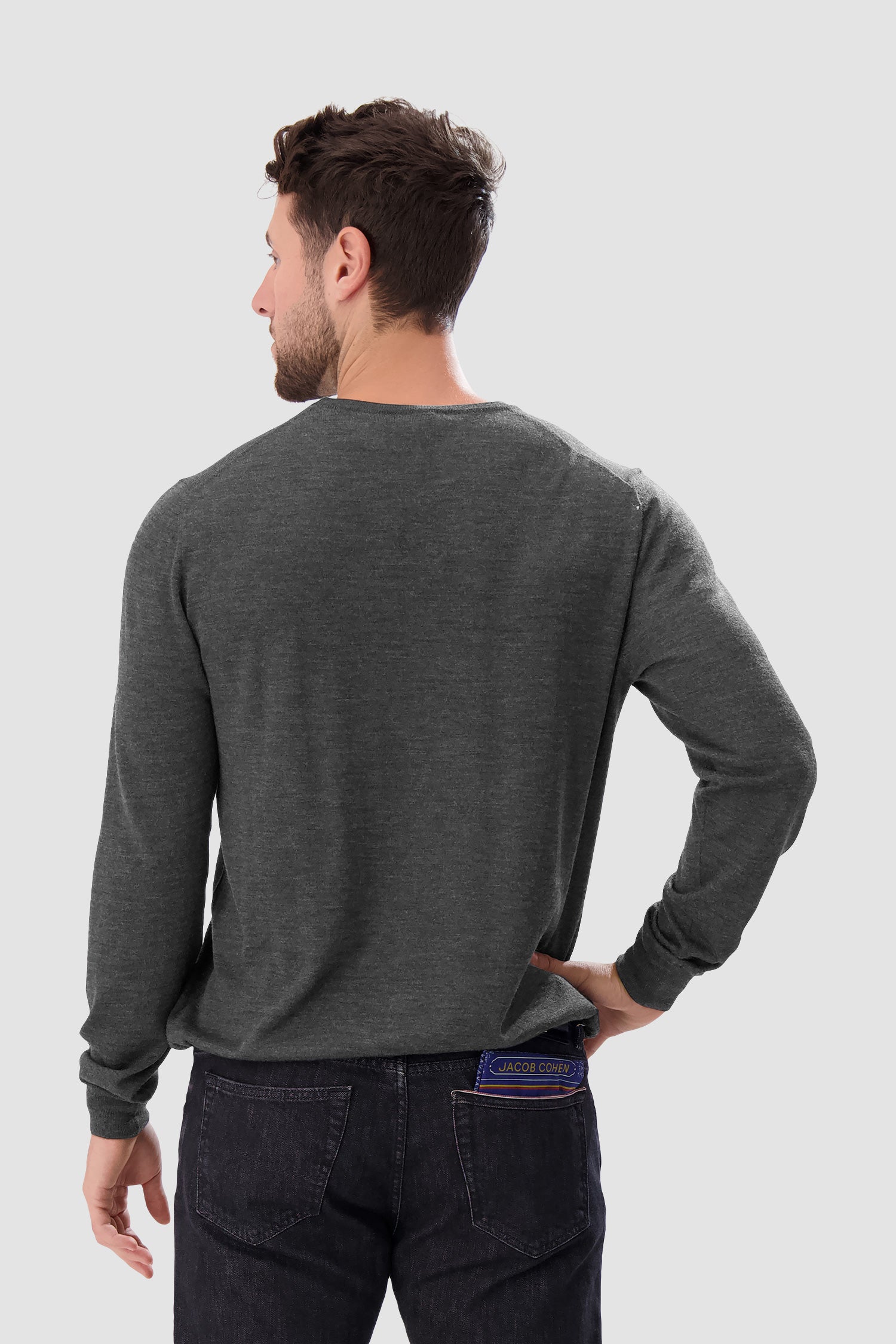 Barba Napoli Grey Round Neck Paricollo Sweater
