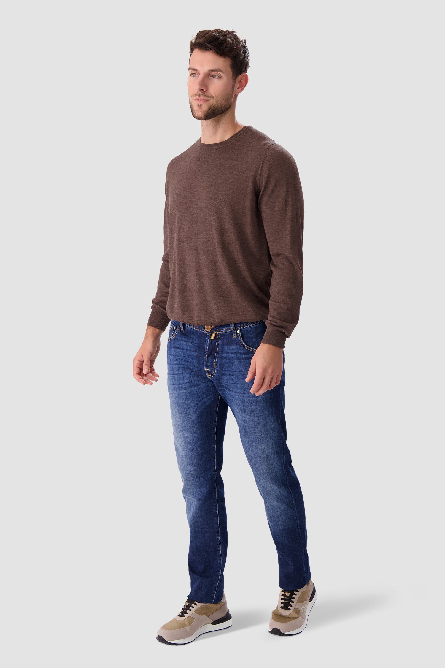 Barba Napoli Brown Round Neck Paricollo Sweater