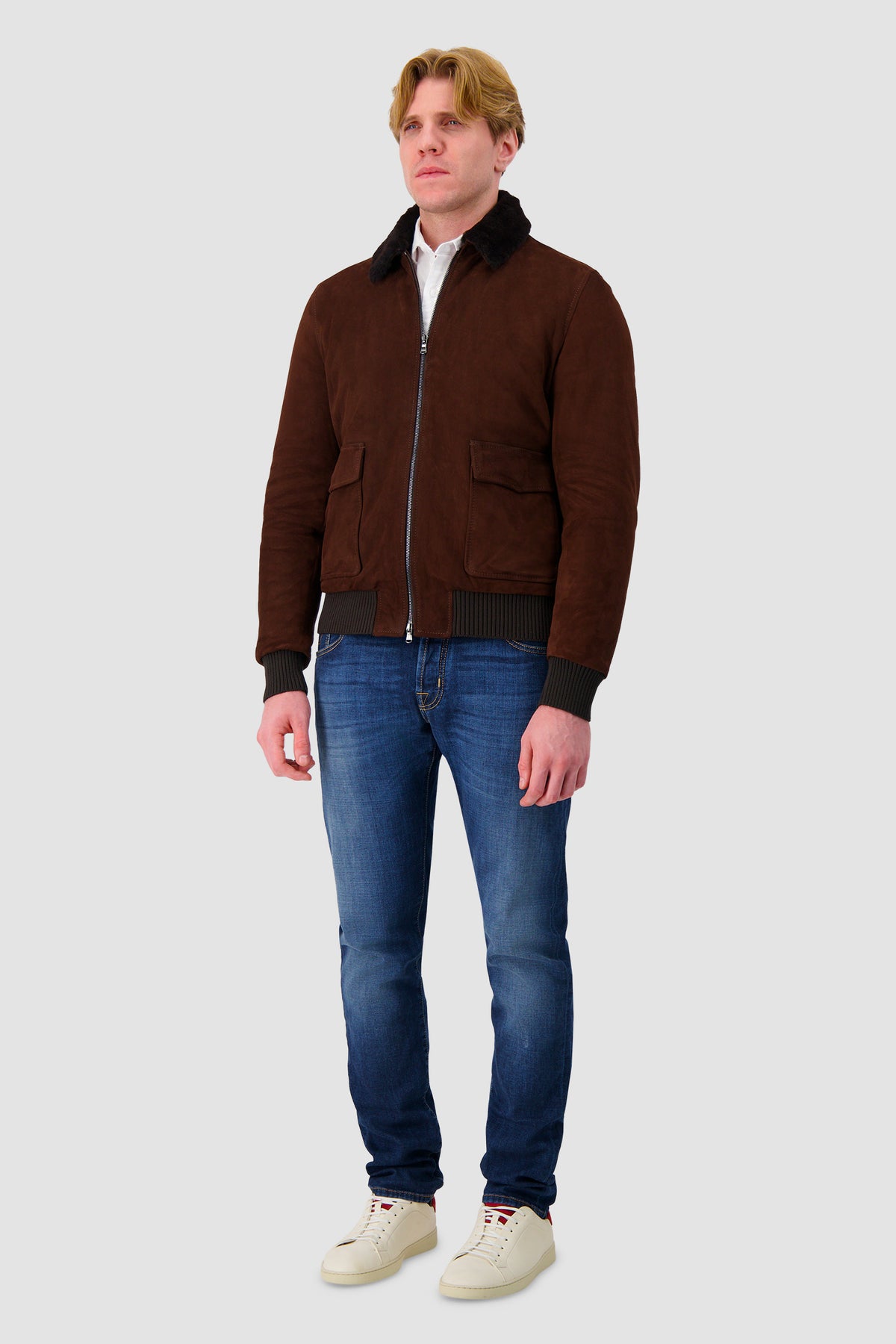 Barba Napoli Chocolate Brown Suede Boston Sport Jacket