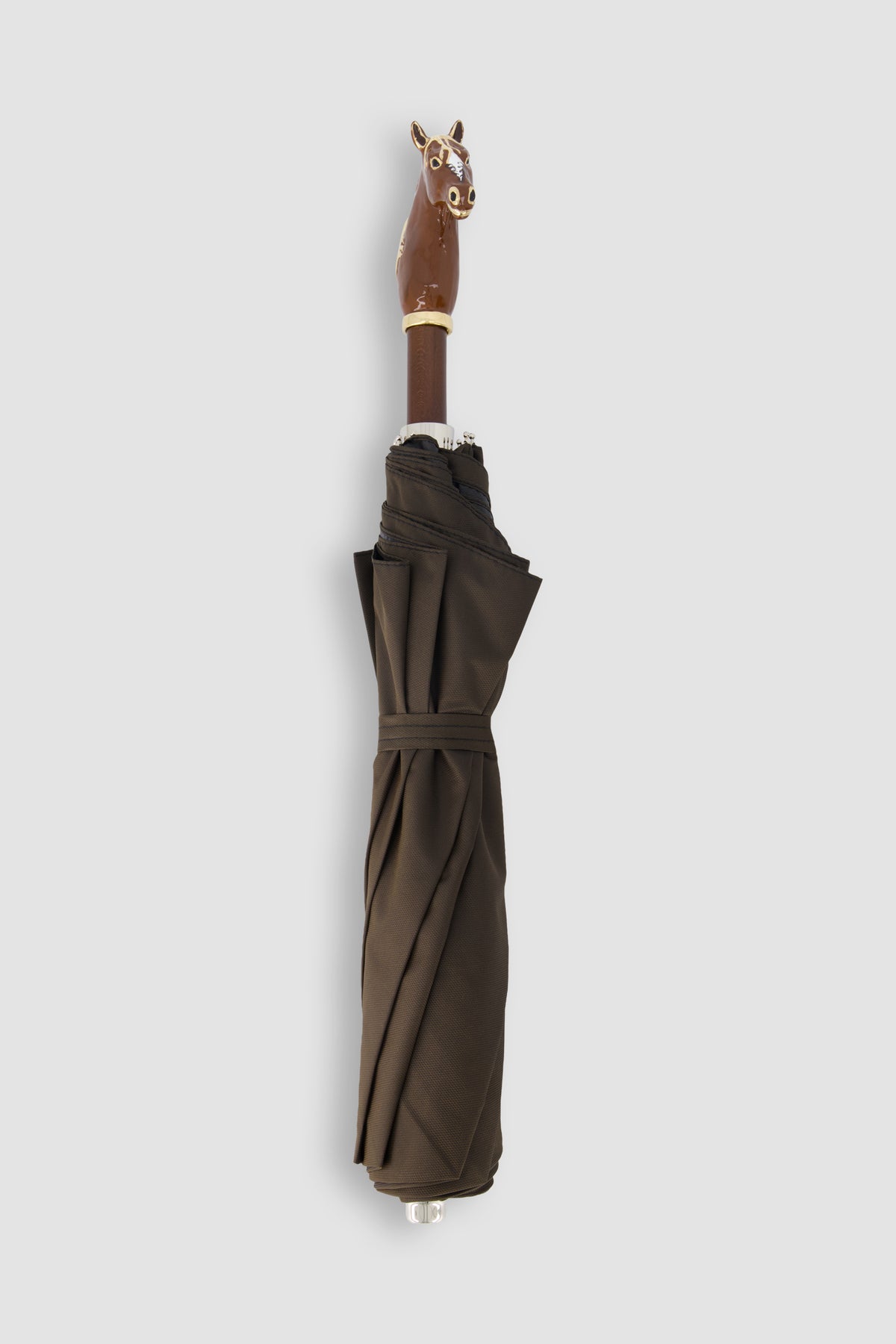 Parapluie cheval noir et argent Pasotti