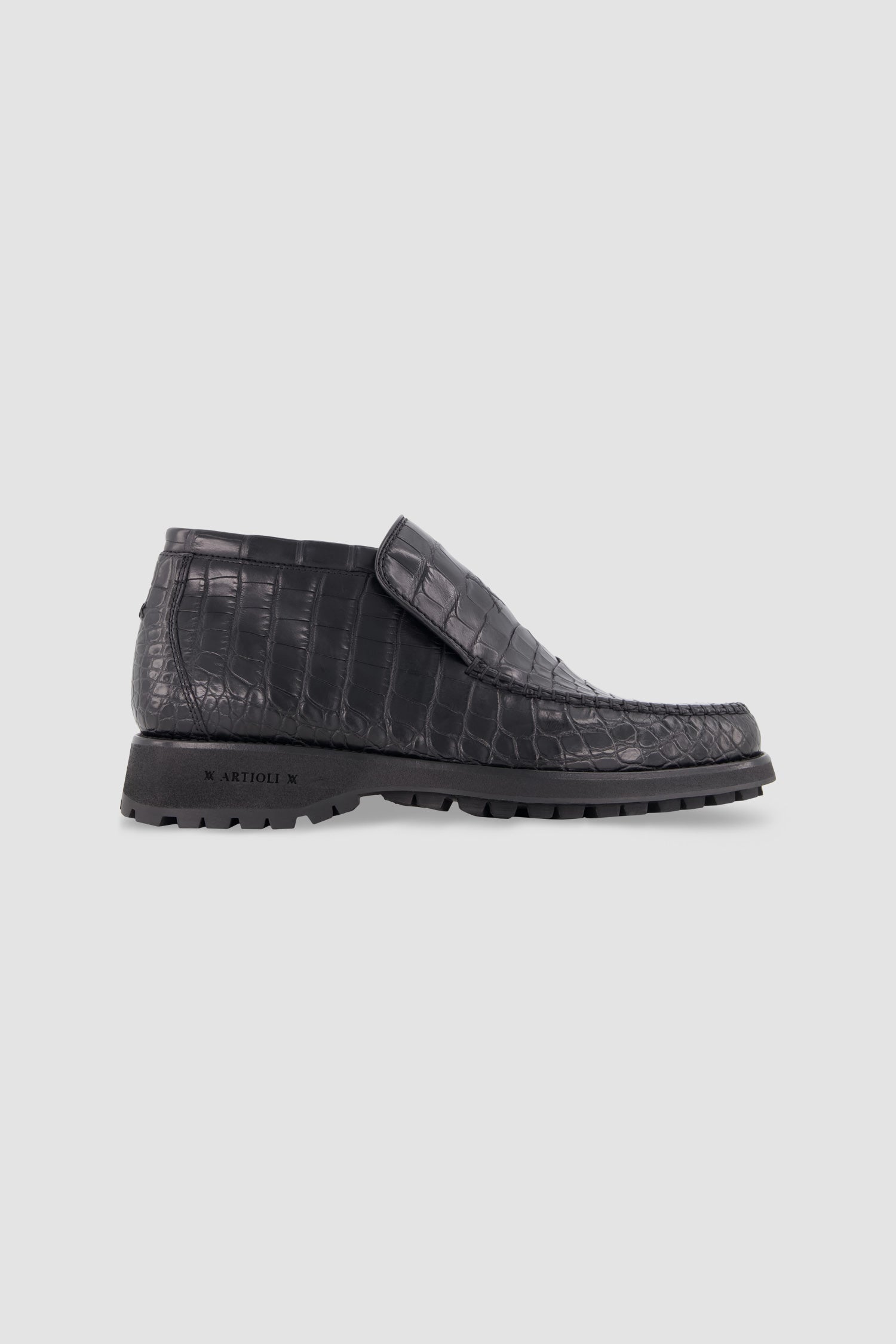 Artioli Black Full Alligator Ankleboot