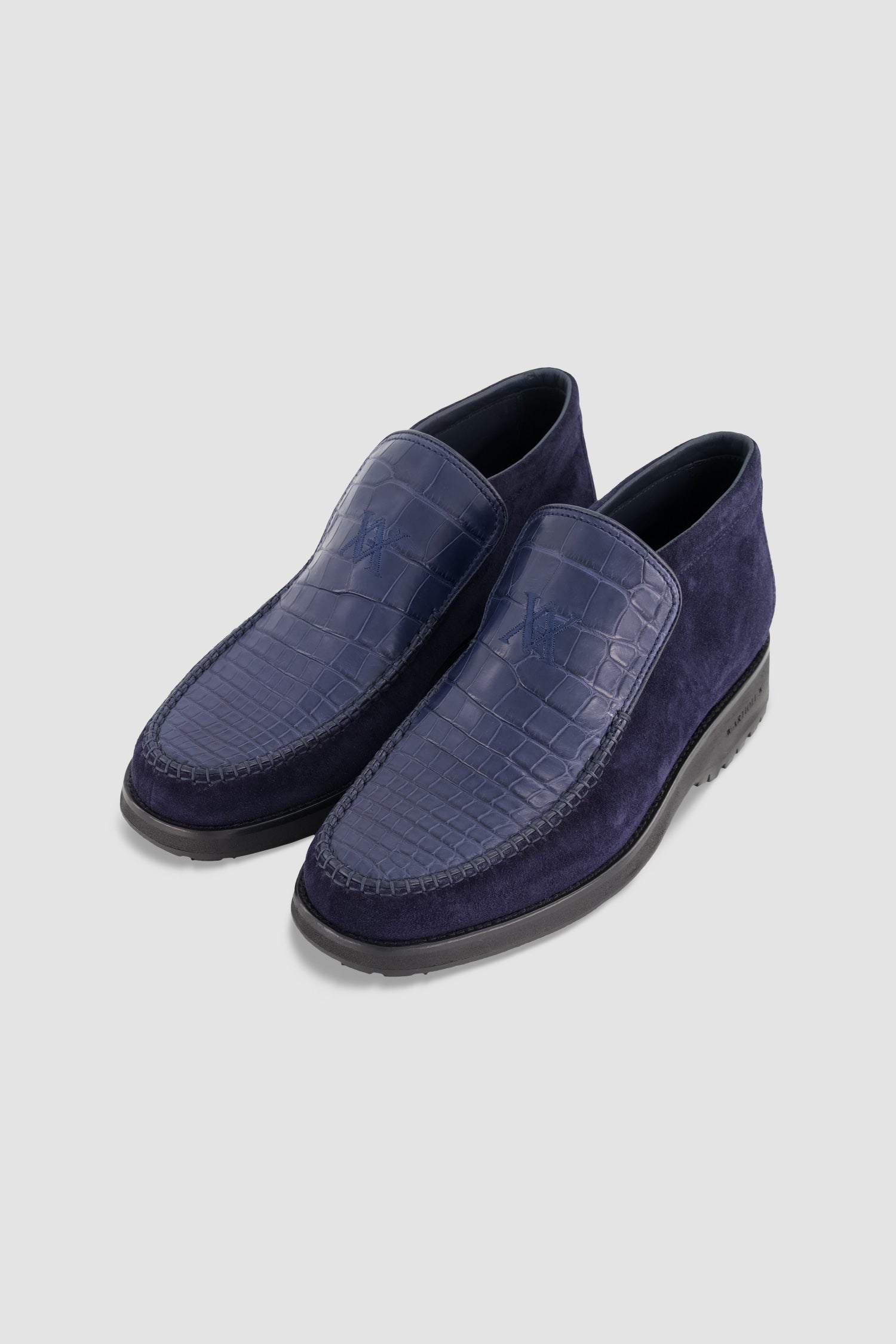 Artioli Blue Suede and Alligator Ankleboot