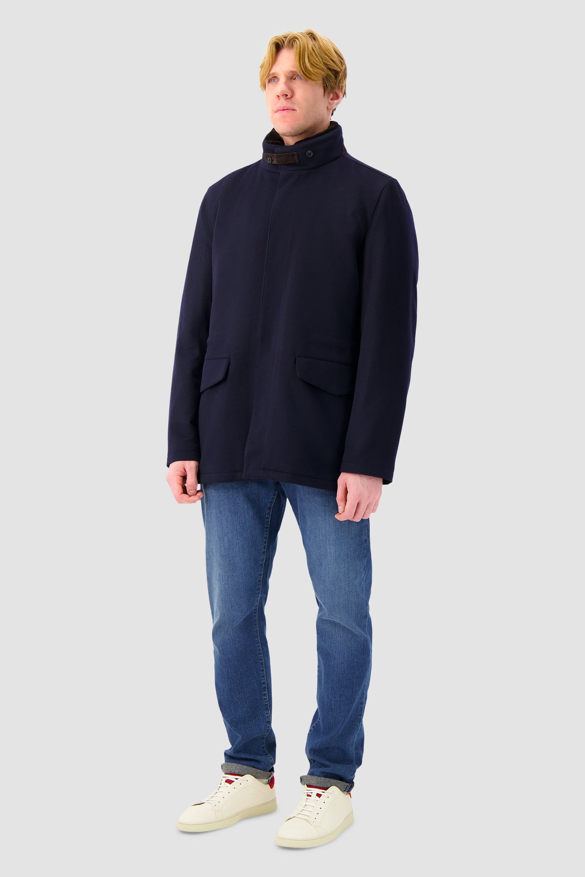 Mandelli Navy Cashmere Utility Jacket