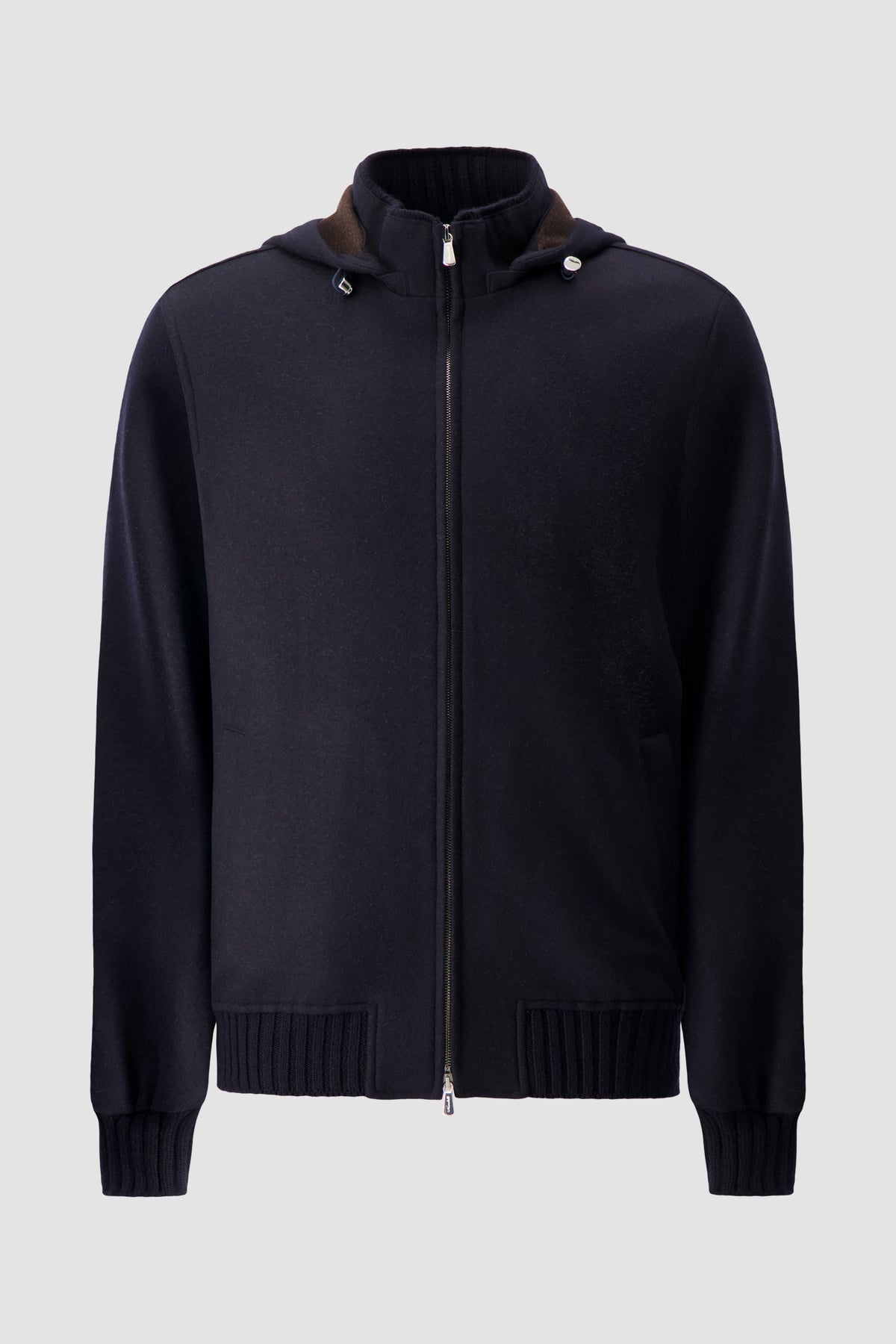 Mandelli Navy Knit Hooded Bomber