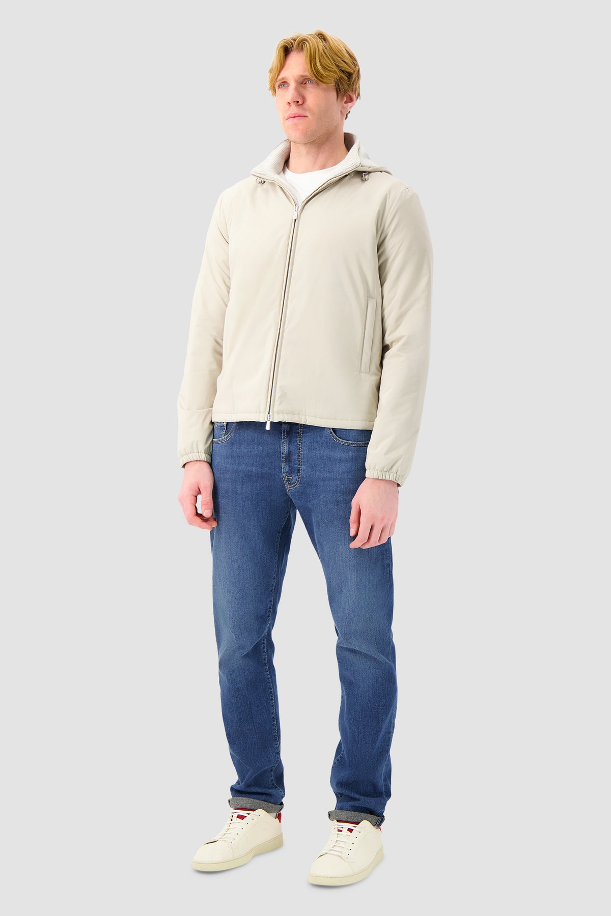 Mandelli Beige Cashmere-Lined Technical Jacket