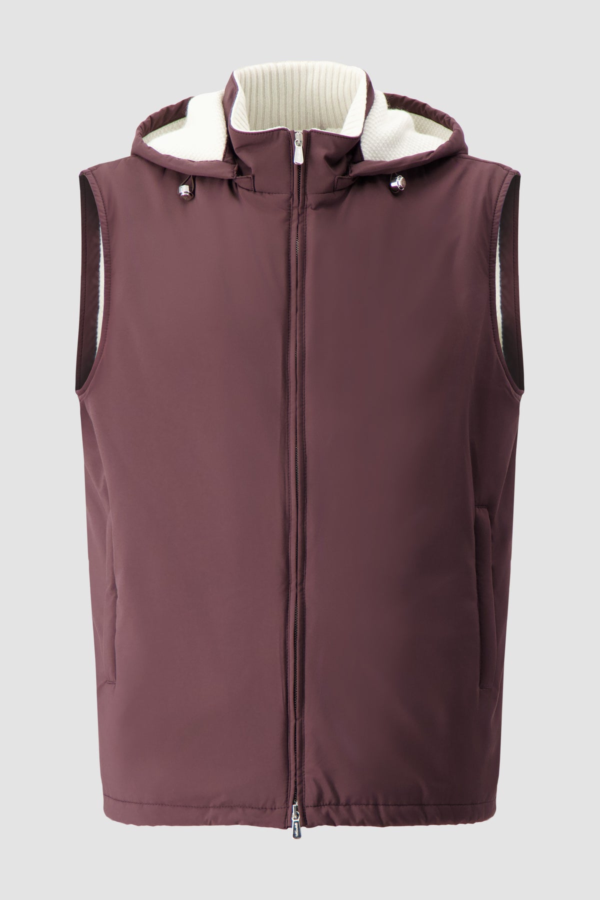 Mandelli Burgundy Cashmere Lined Hooded Vest