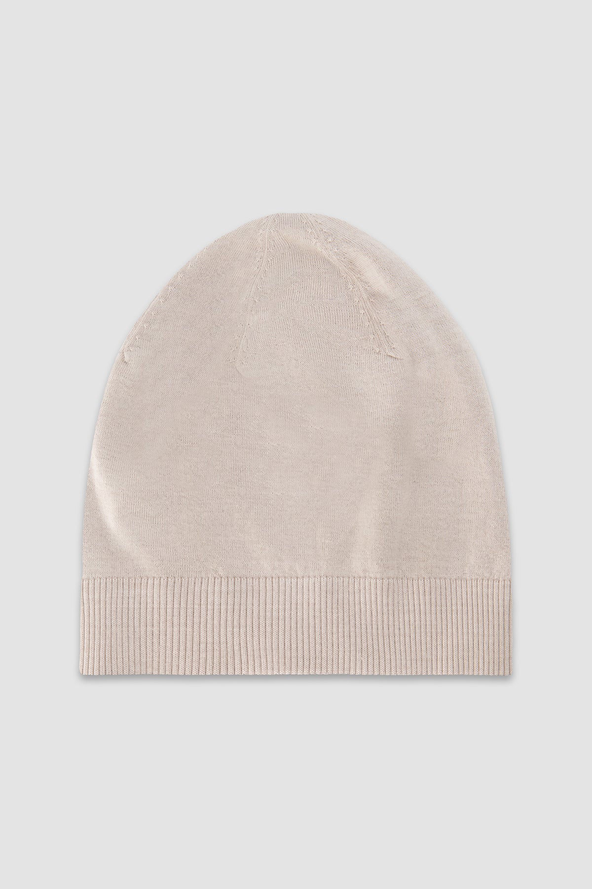 Pashmere Beige Wool Silk Patterned Beenie