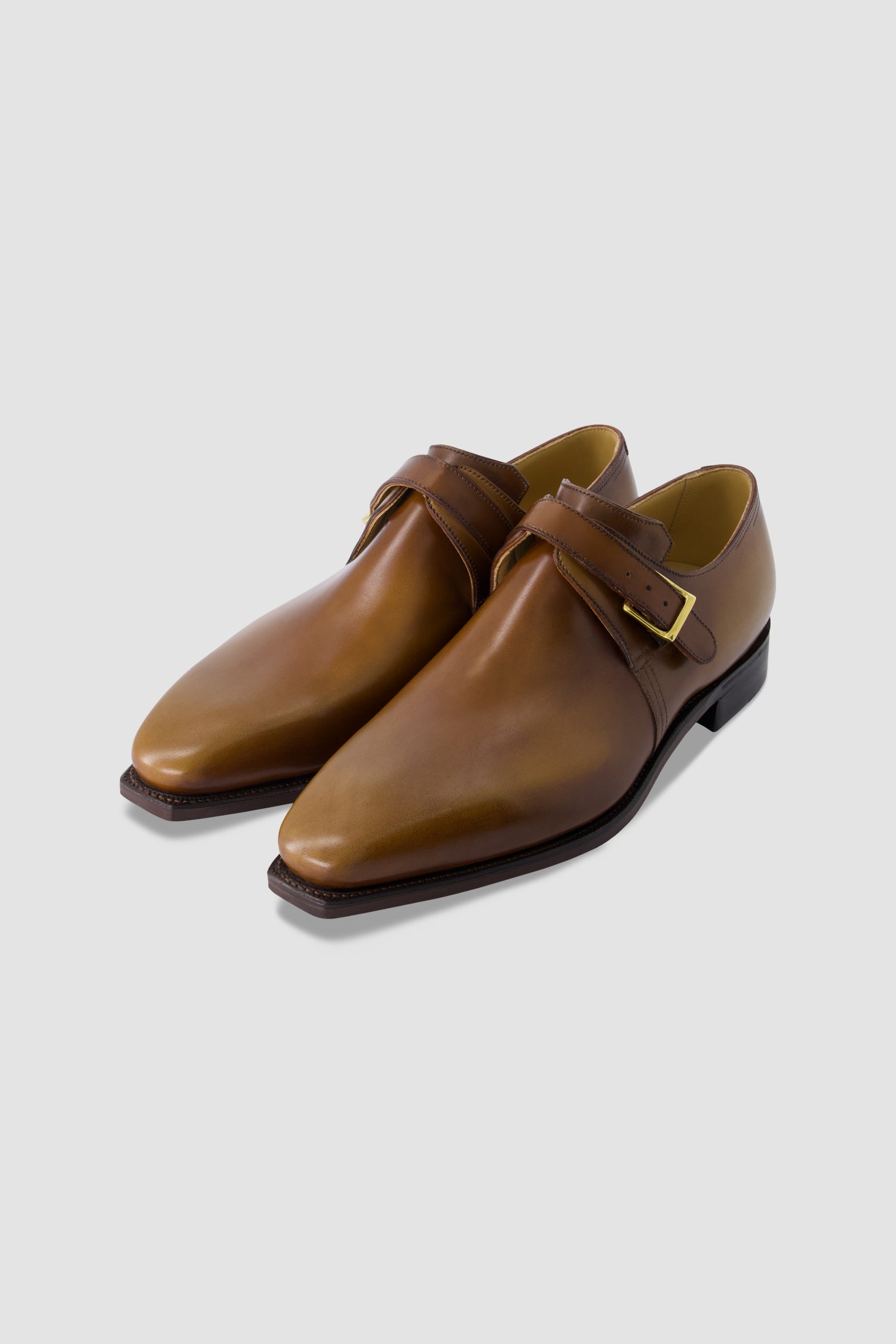 Corthay Brown Leather Single Monk Strap Dress Shoe