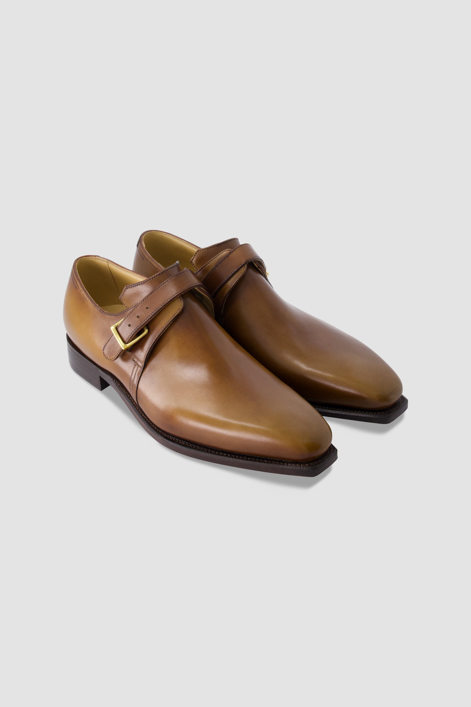 Corthay Brown Leather Single Monk Strap Dress Shoe