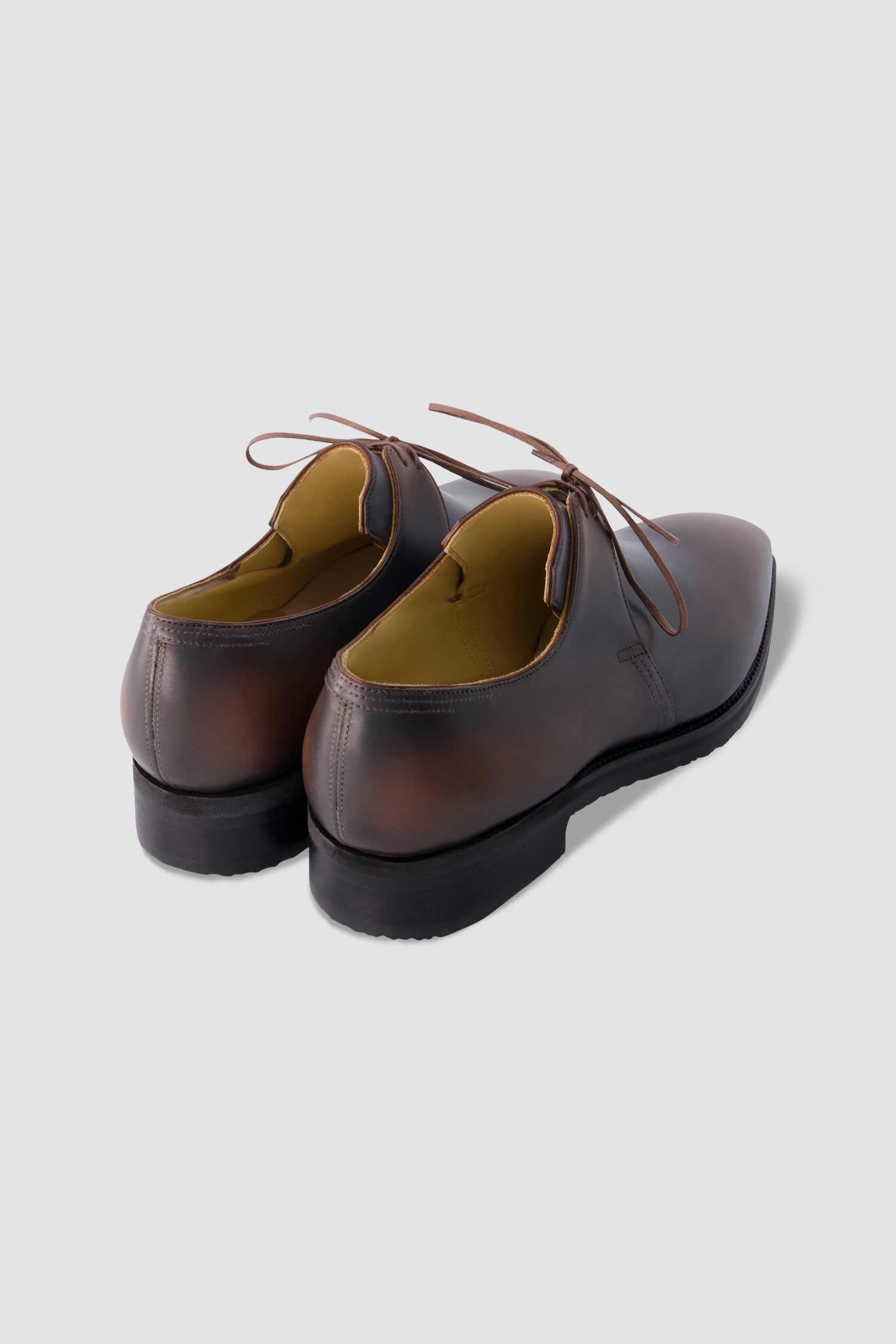Corthay Brown Leather Tonal Plain Toe Derby Shoe