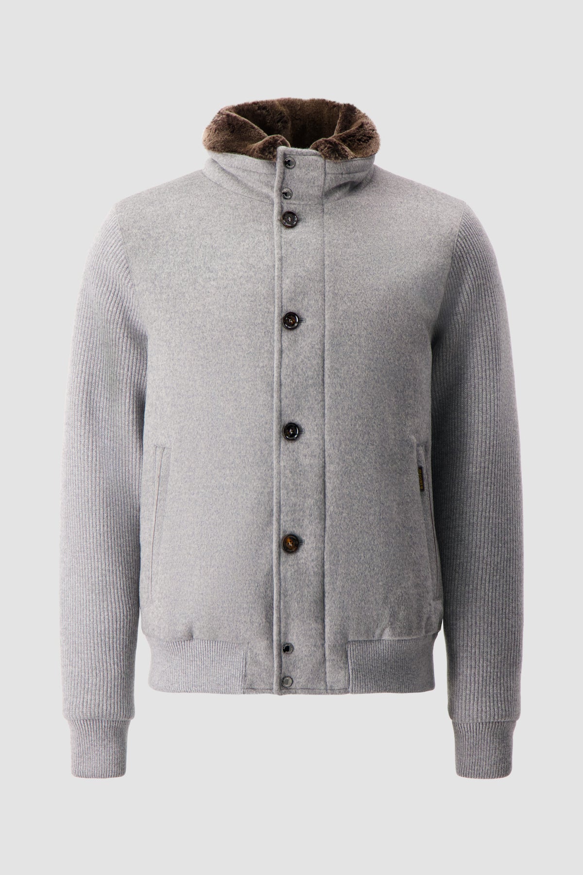 Moorer Grey Levion Fur Collar Jacket