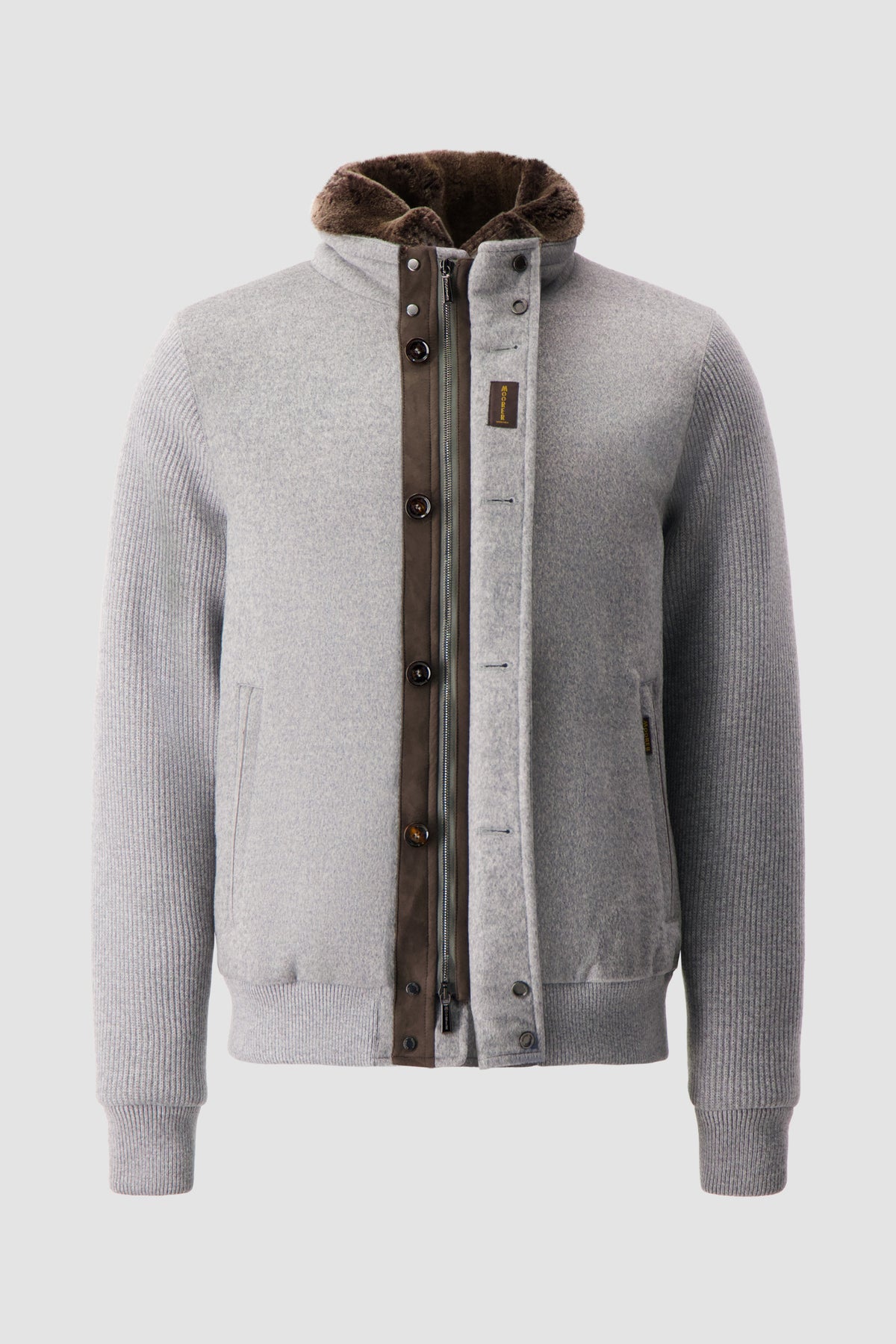 Moorer Grey Levion Fur Collar Jacket