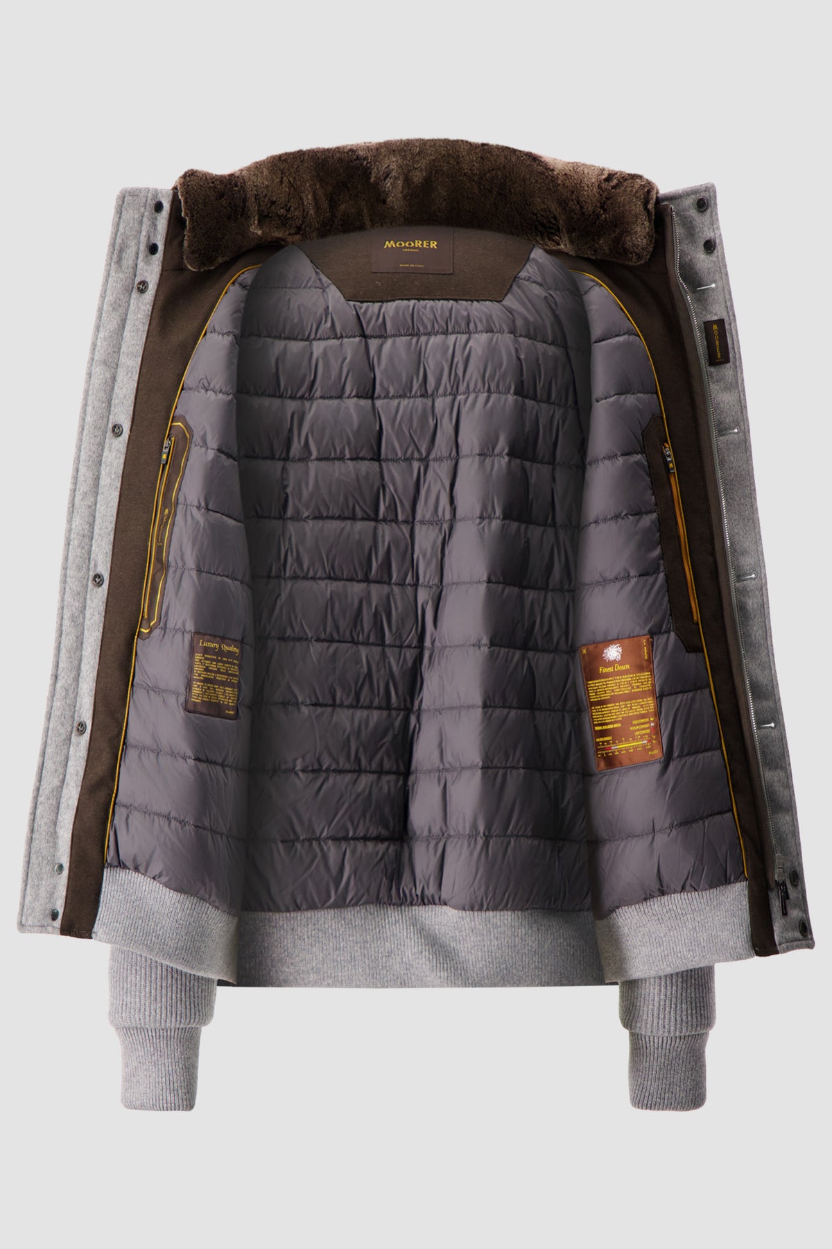 Moorer Grey Levion Fur Collar Jacket