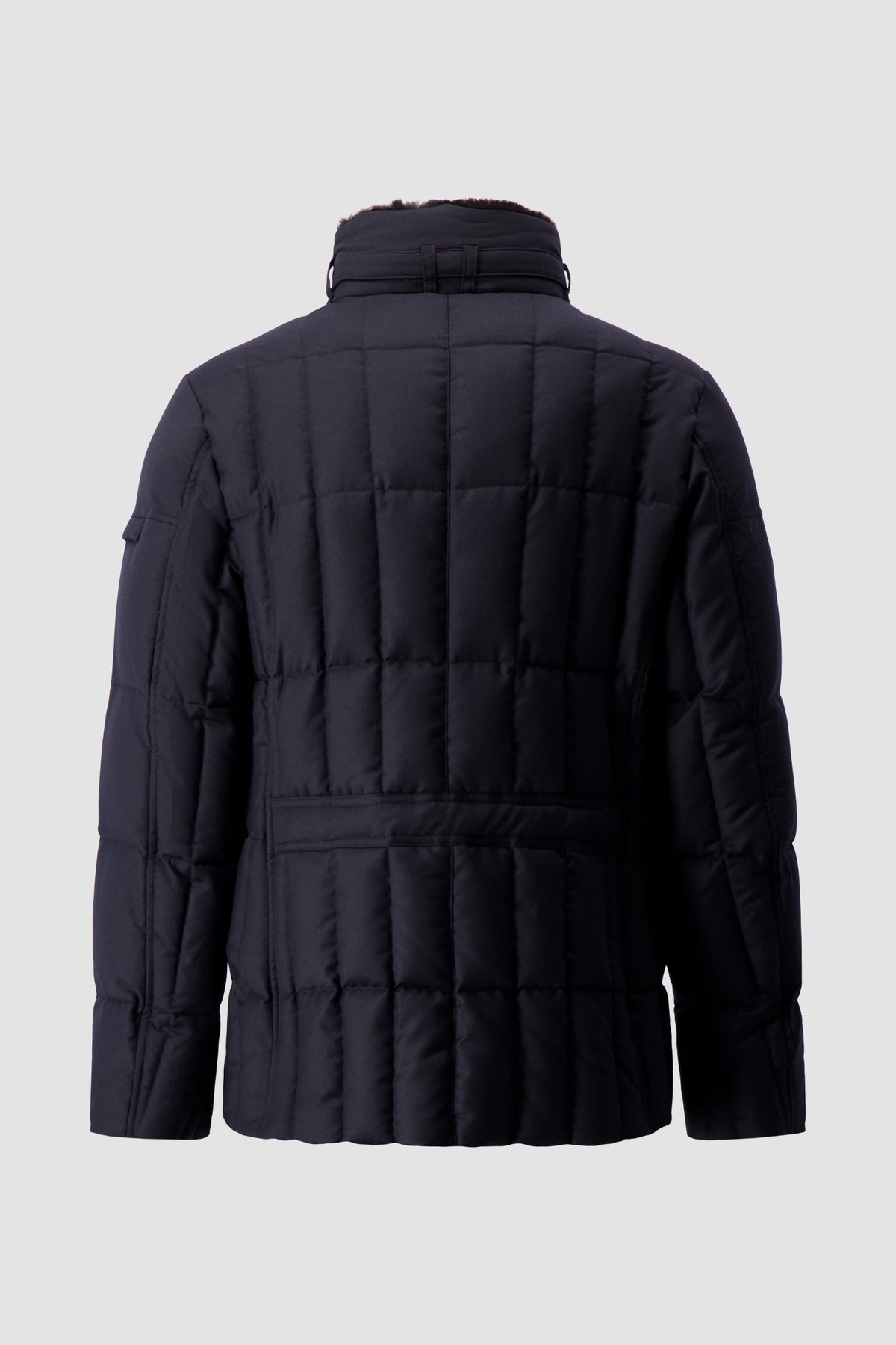 Moorer Navy Siro Fur Collar Quilted Jaket