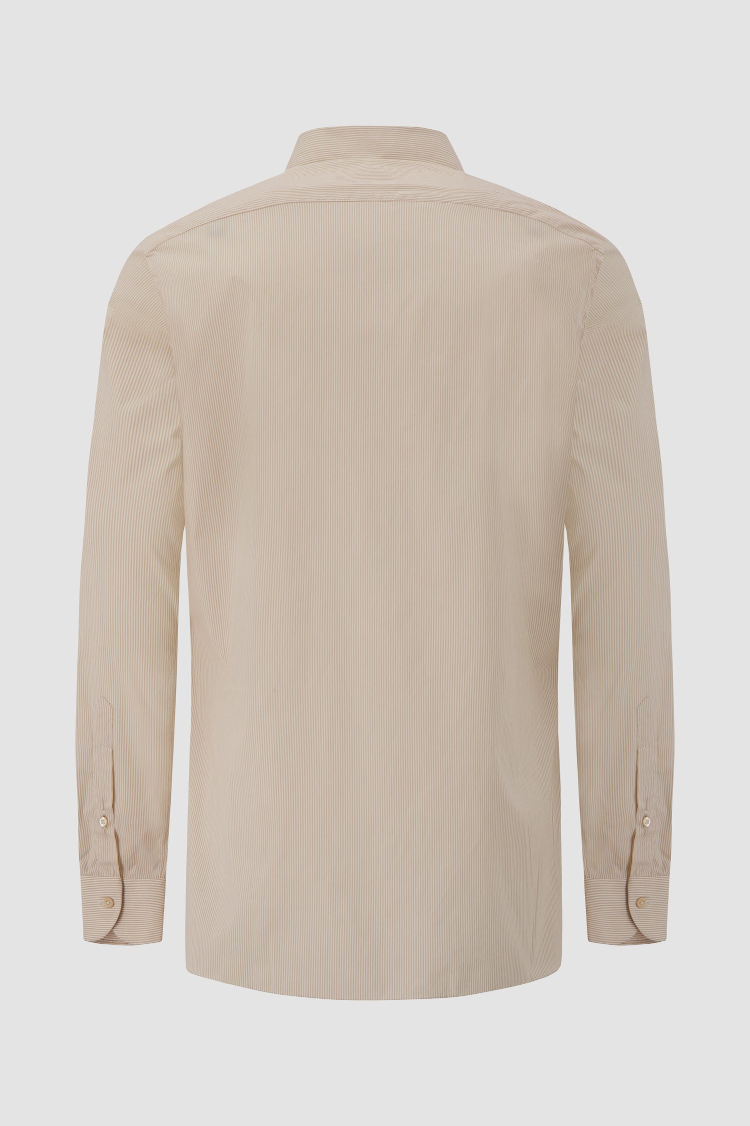 100 Hands White Cotton Dress Shirt with Beige Stripes