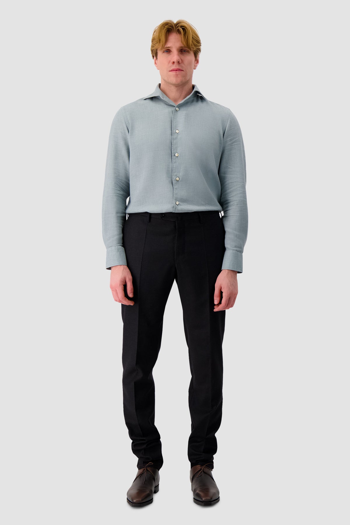 100 Hands Light Blue Cotton Dress Shirt
