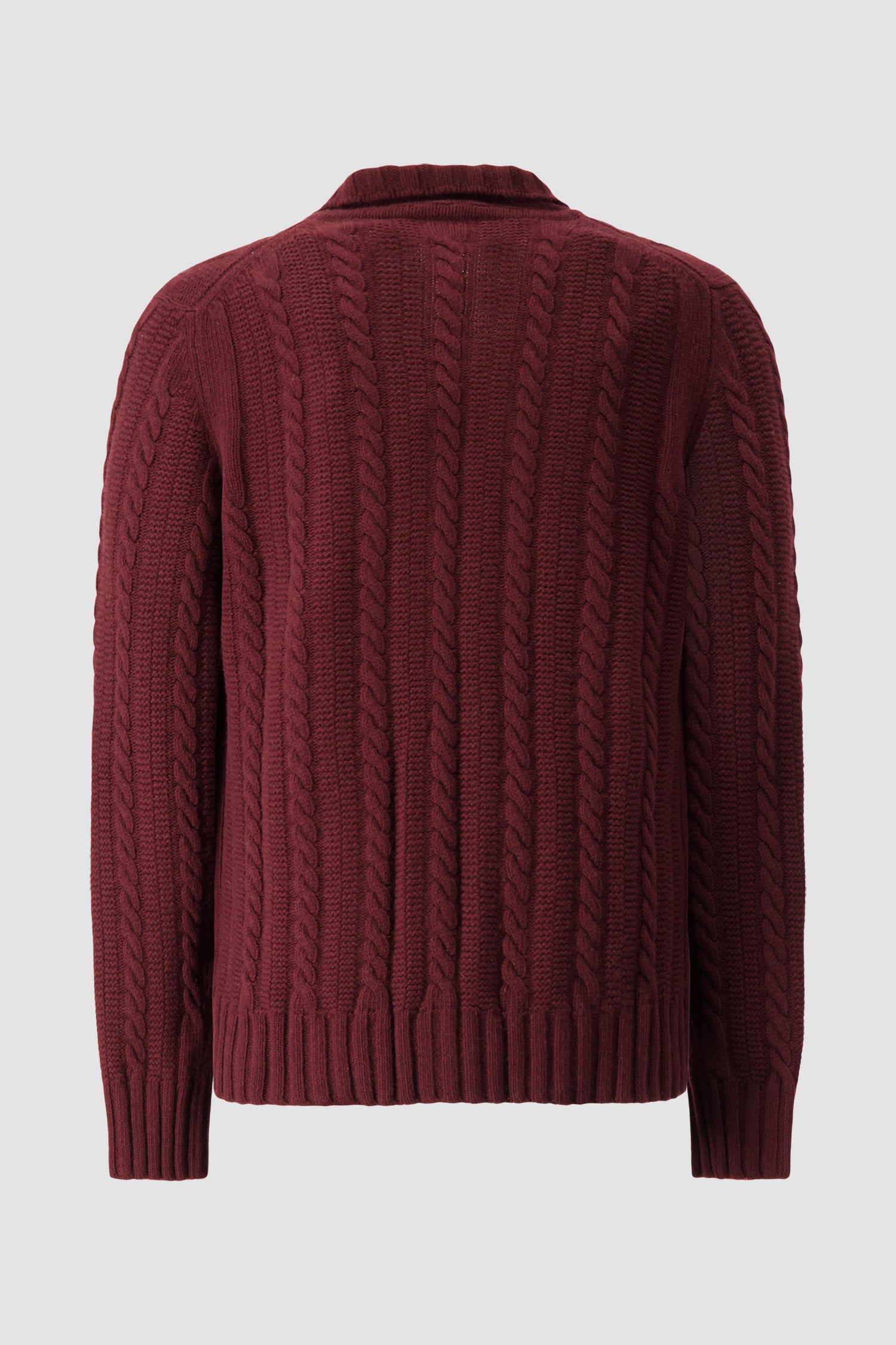 Barba Napoli Burgundy Wool/Cashmere Cable Knit Button Cardigan
