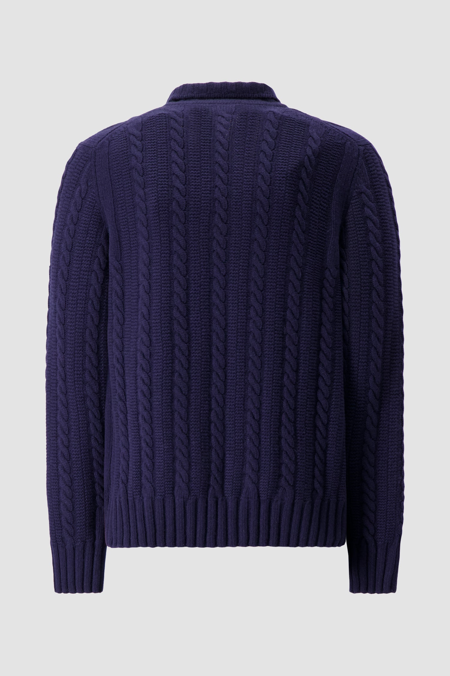 Barba Napoli Navy Wool/Cashmere Cable Knit Button Cardigan