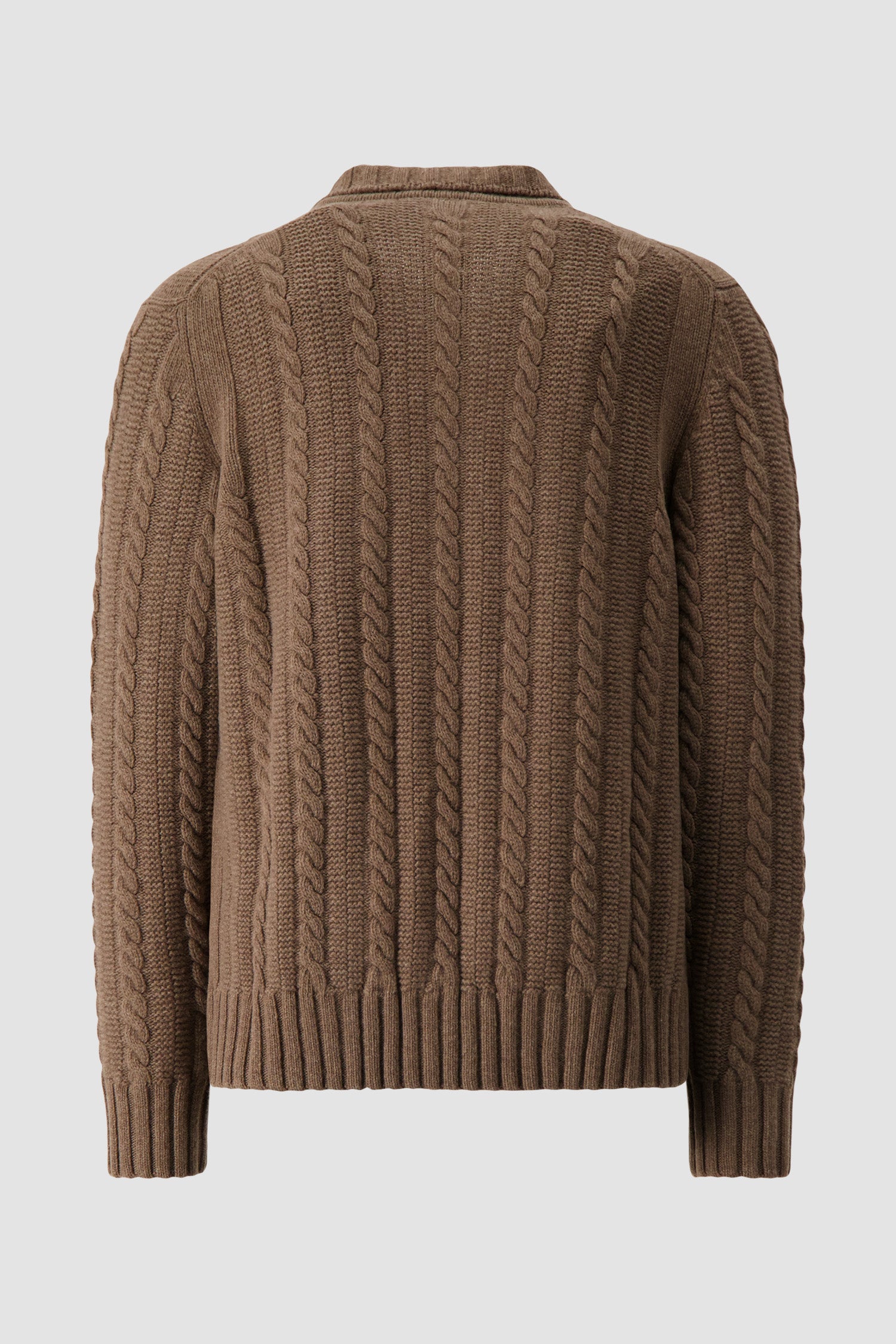 Barba Napoli Brown Wool/Cashmere Cable Knit Button Cardigan