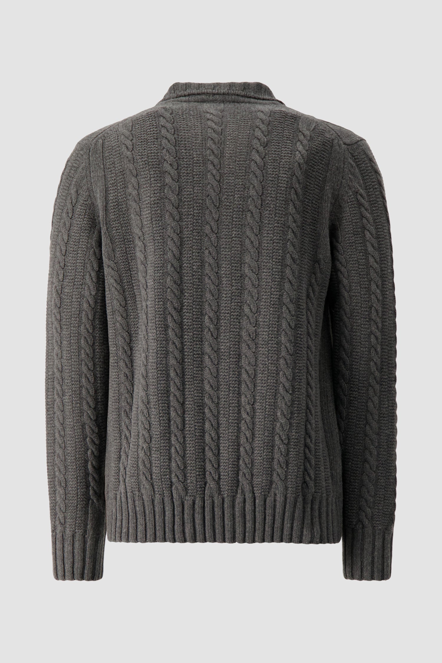 Barba Napoli Grey Wool/Cashmere Cable Knit Button Cardigan