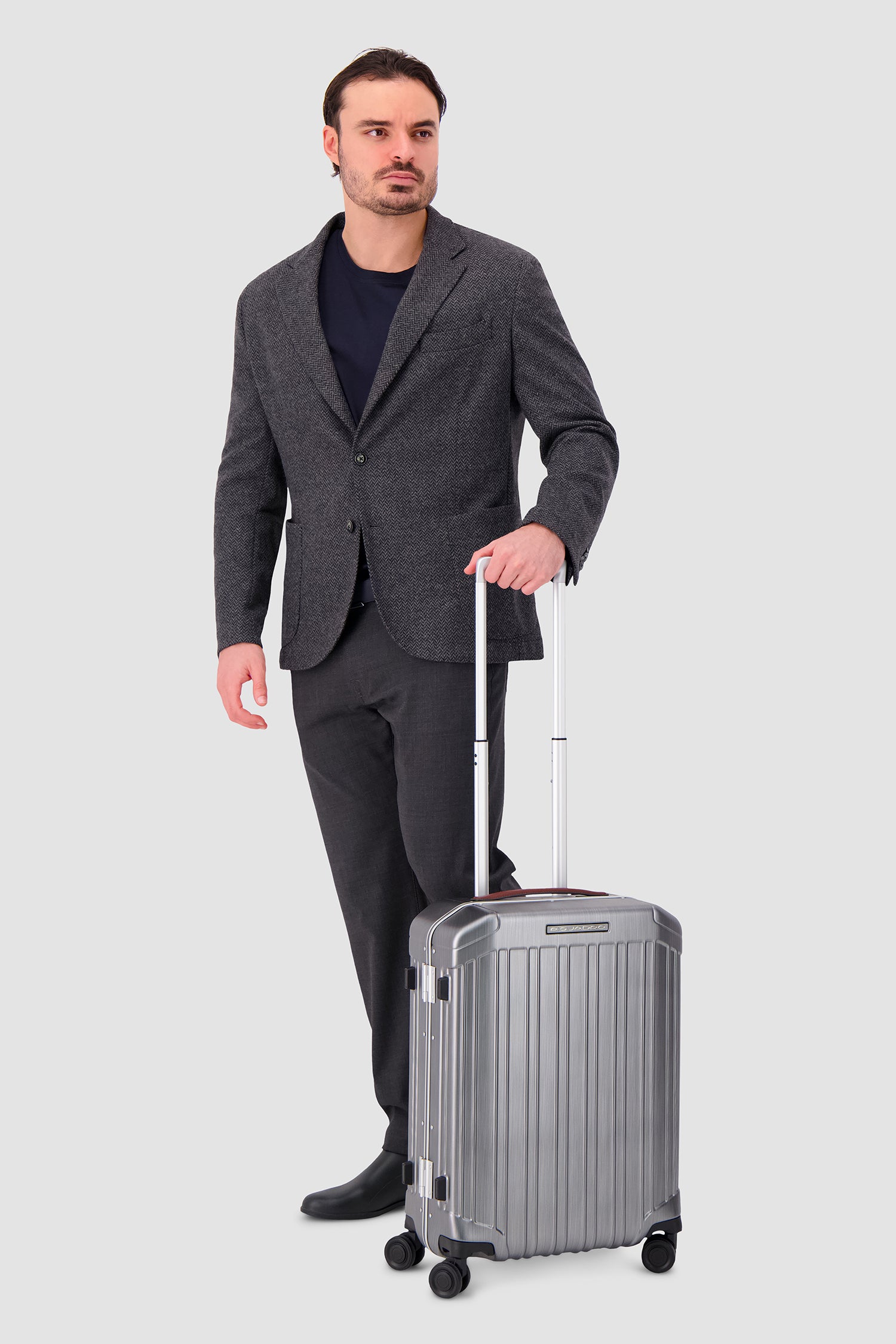 Piquadro Silver 4 Wheel Cabin Suitcase