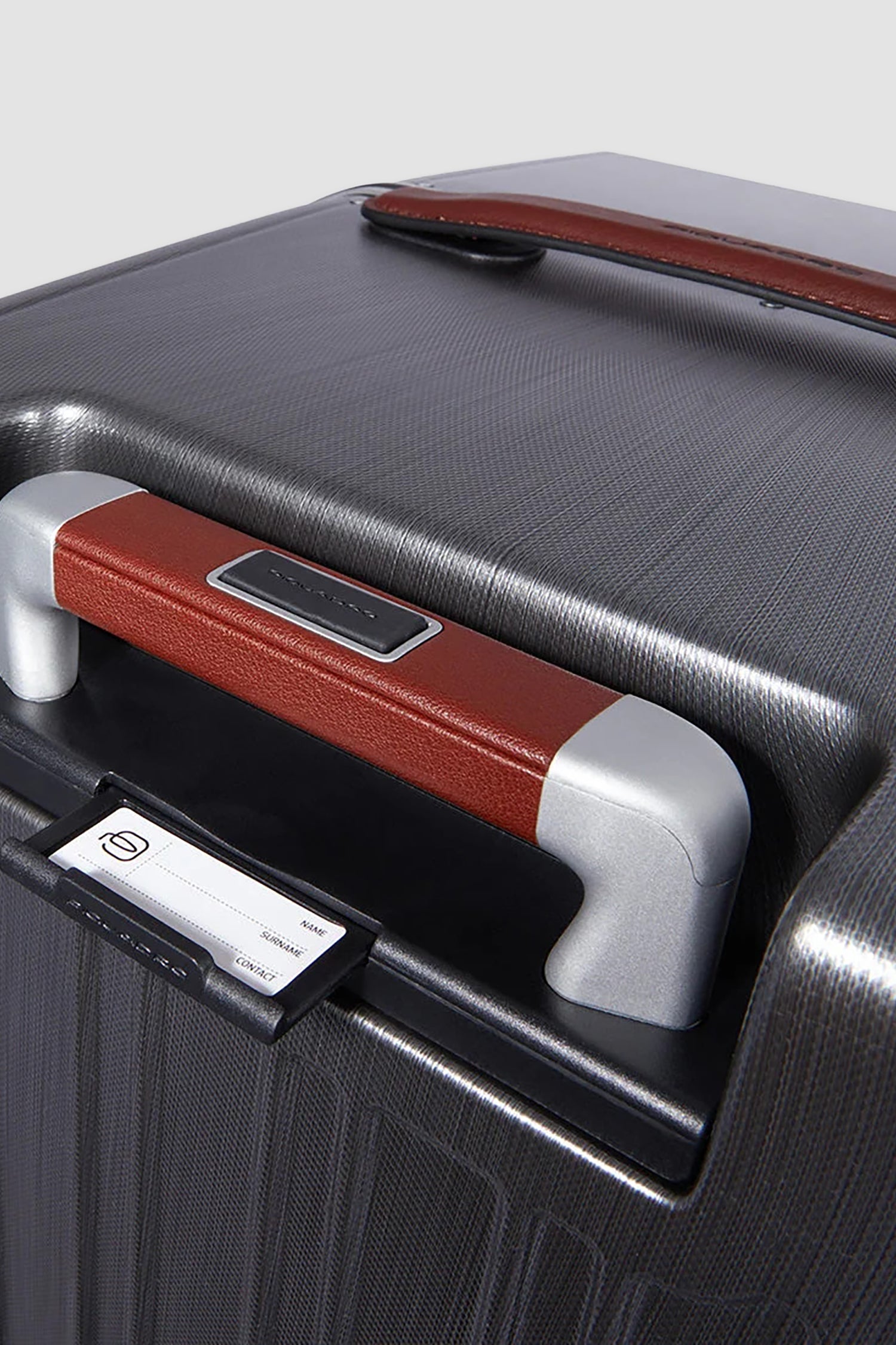 Valise Piquadro Silver rigide, forme malle, à 4 roulettes