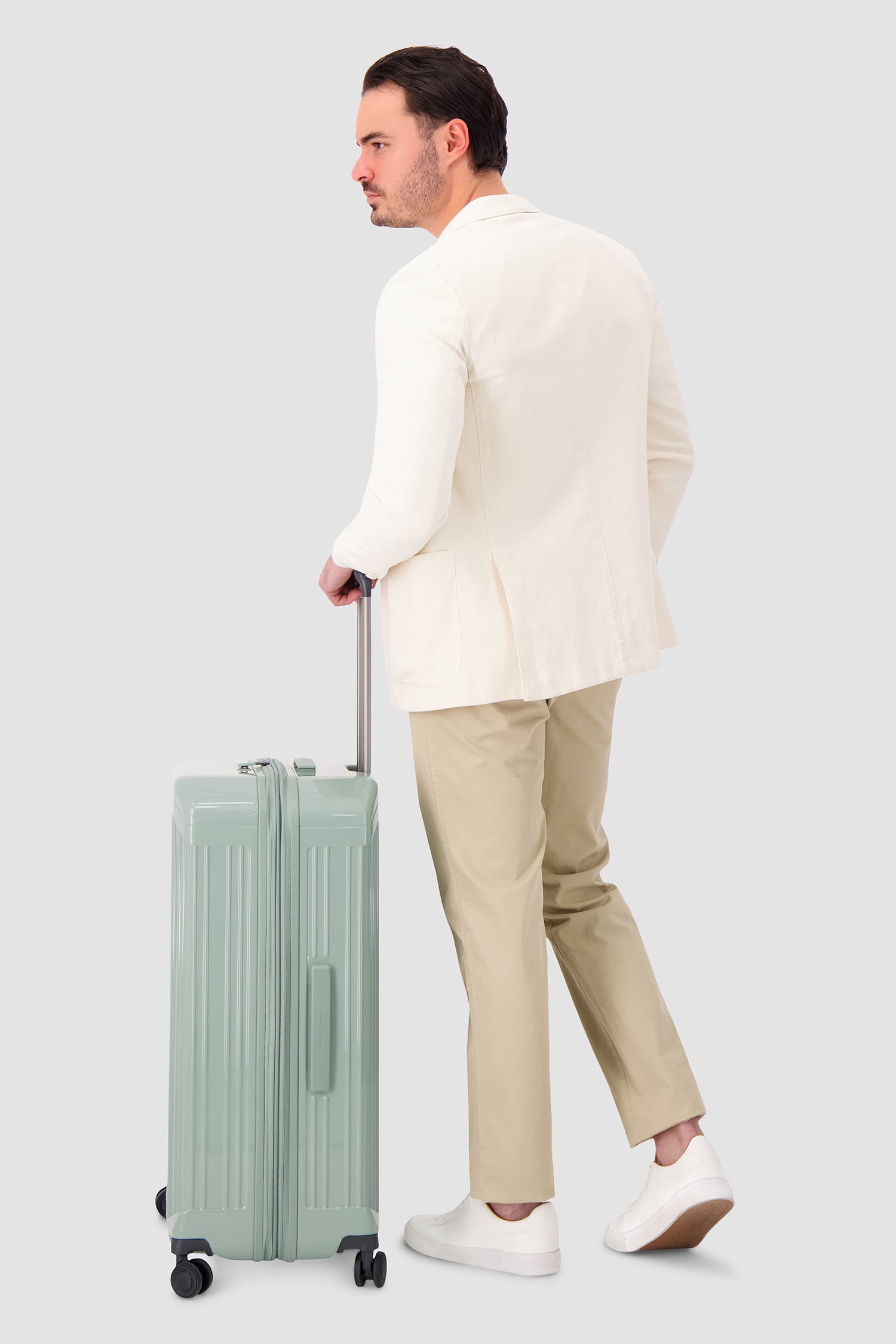 Piquadro Sage Green Expadable Large 4 Wheel Suitcase