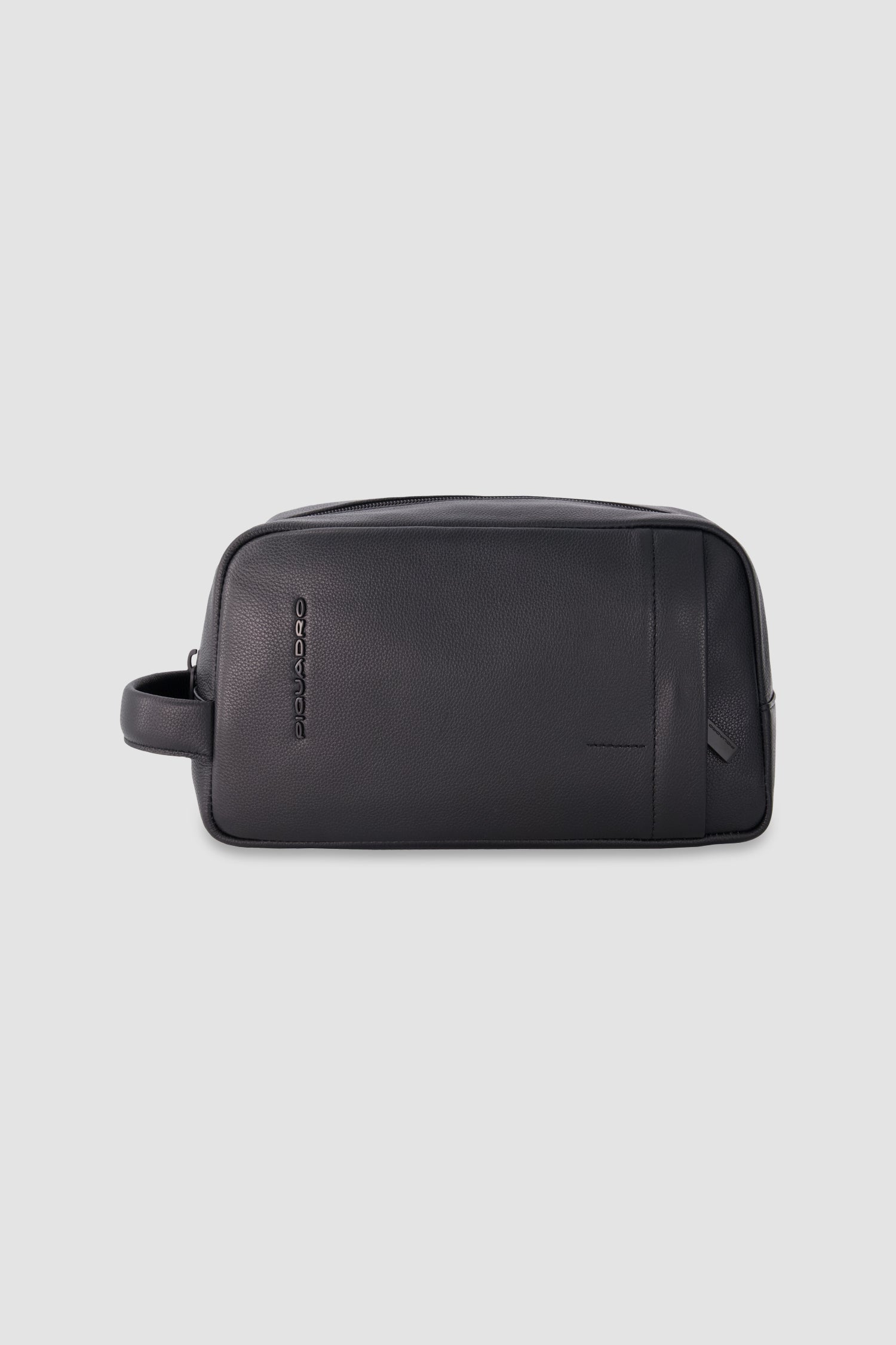 Piquadro Black Leather Toiletry Bag