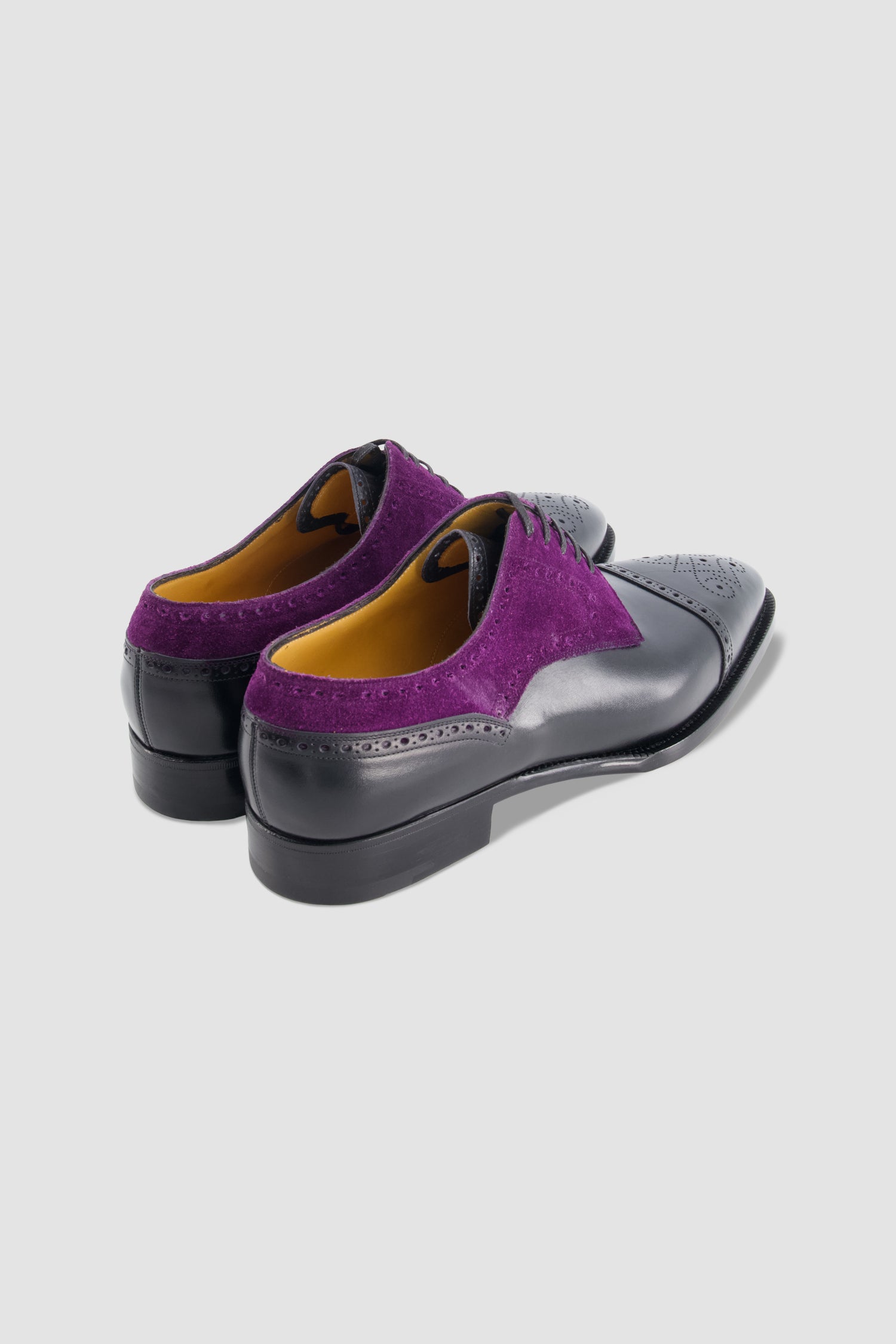 Stefano Bemer Black/Purple Suede Cap-Toe Oxford