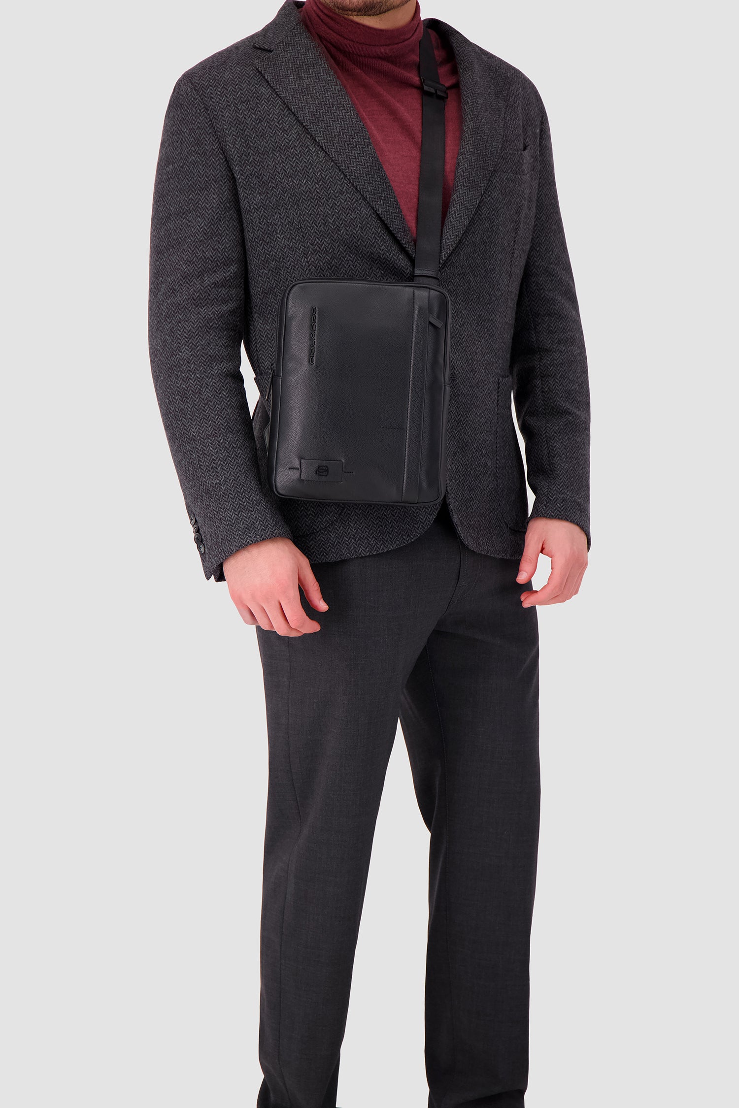 Piquadro Black Leather Crossbody Bag