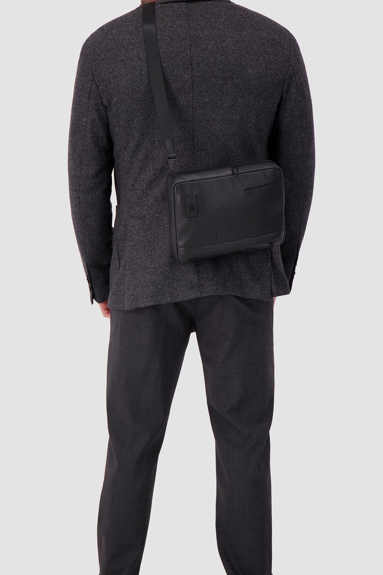 Piquadro Black Leather Crossbody Bag