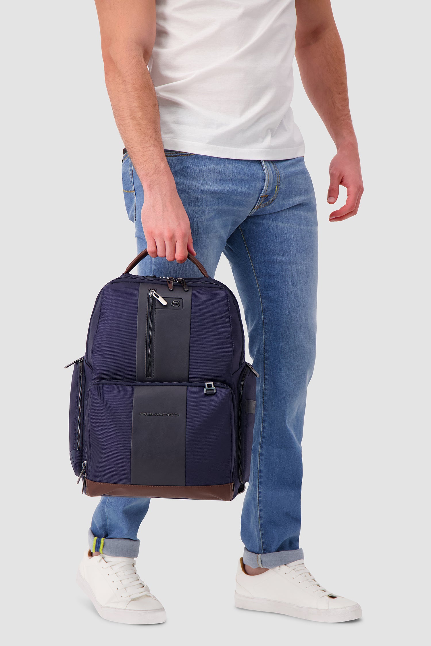 Piquadro Blue Fast-Check Laptop Backpack 15.6"
